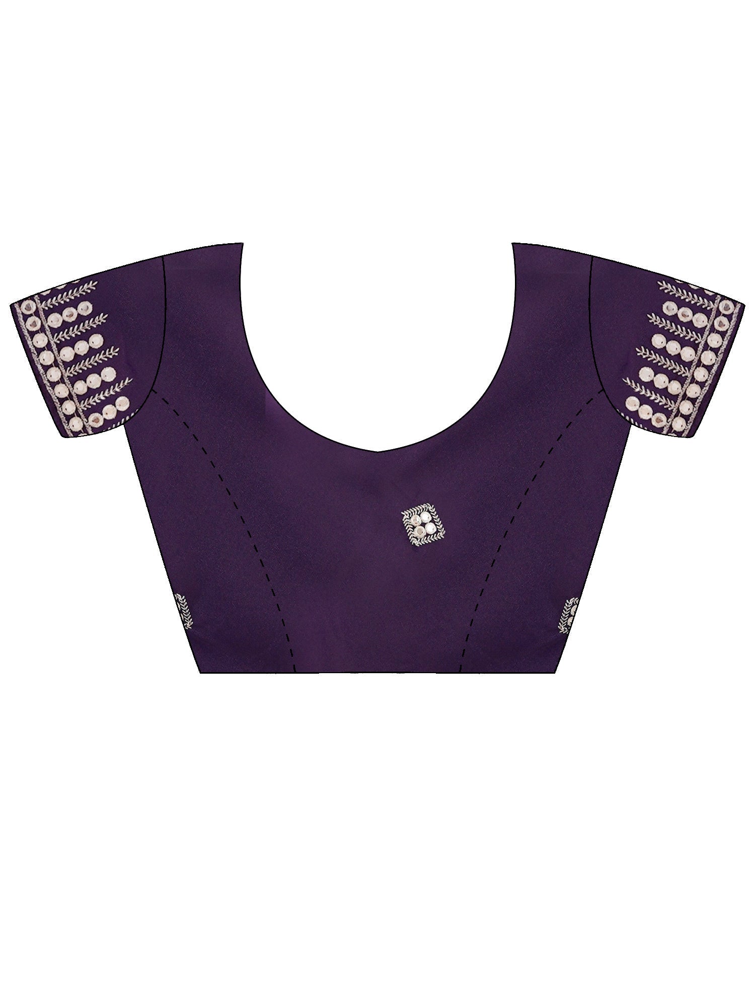 Purple Georgette Embroidered Saree with Mirror Work & Blouse - Ressa