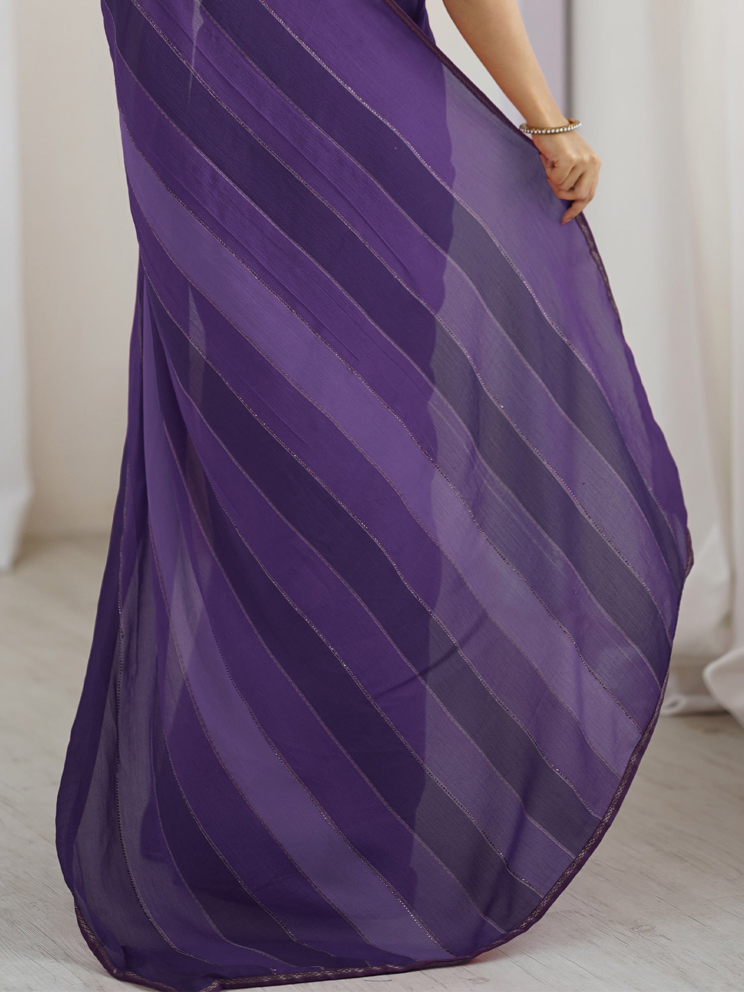 Purple Georgette Leheriya Saree - Ressa