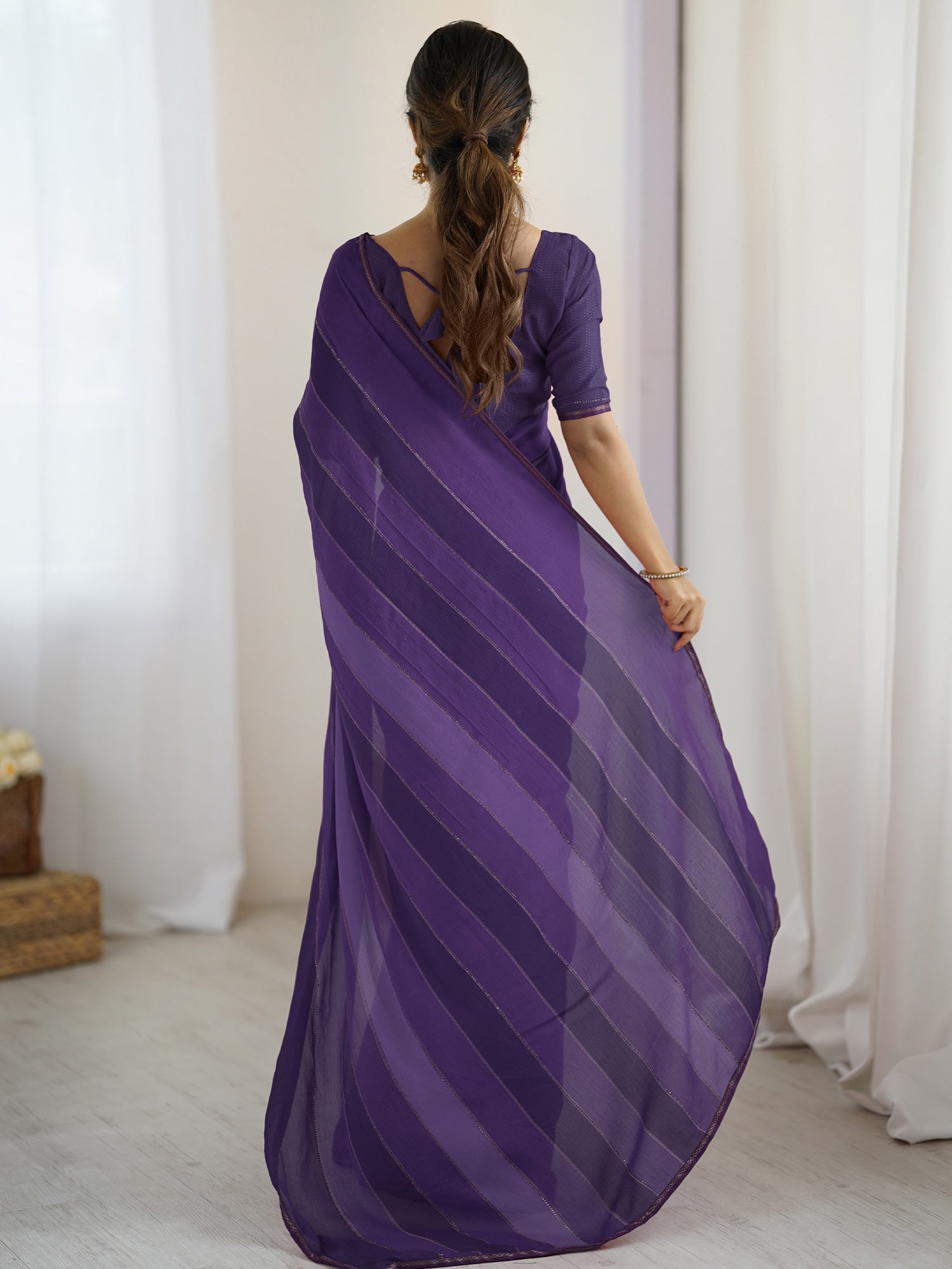 Purple Georgette Leheriya Saree - Ressa