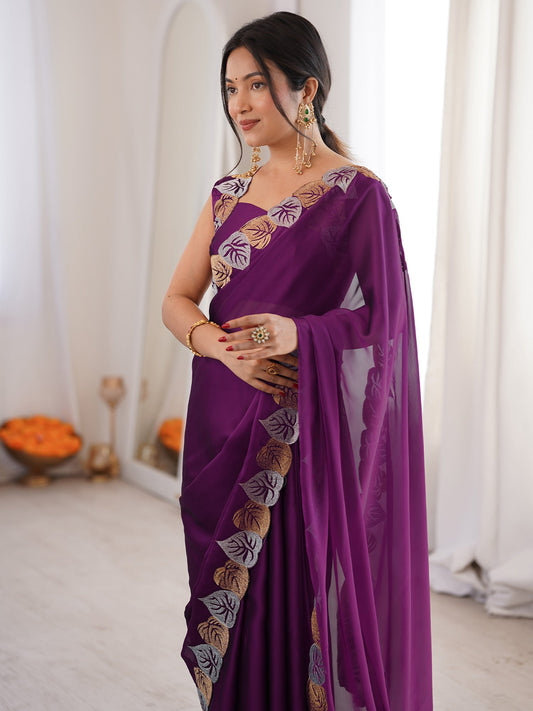Purple Georgette Saree - Ressa