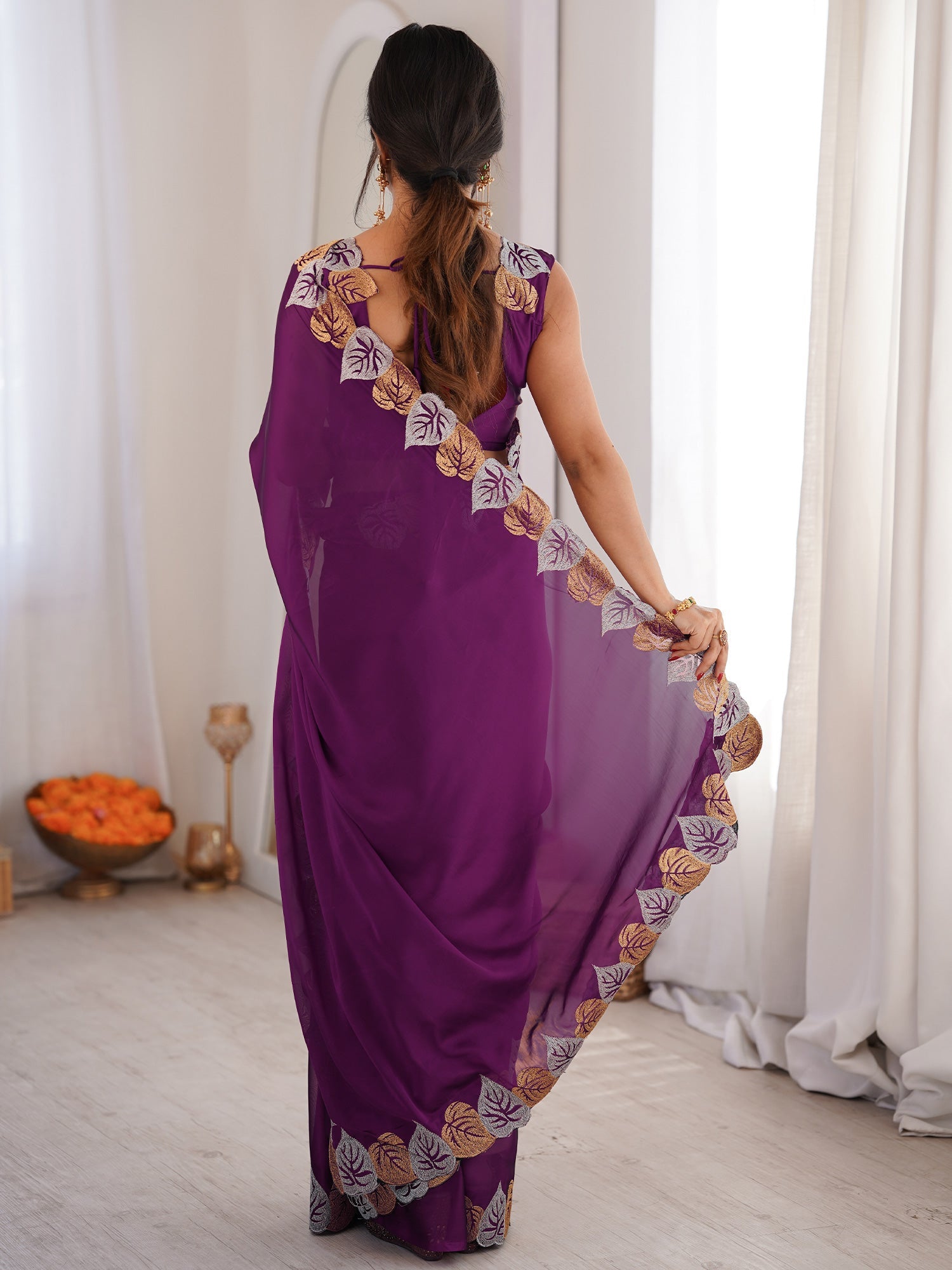 Purple Georgette Saree - Ressa