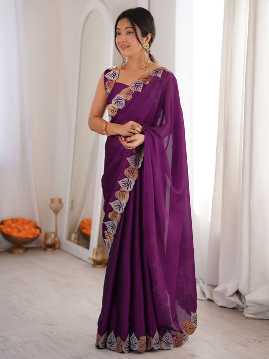 Purple Georgette Saree - Ressa