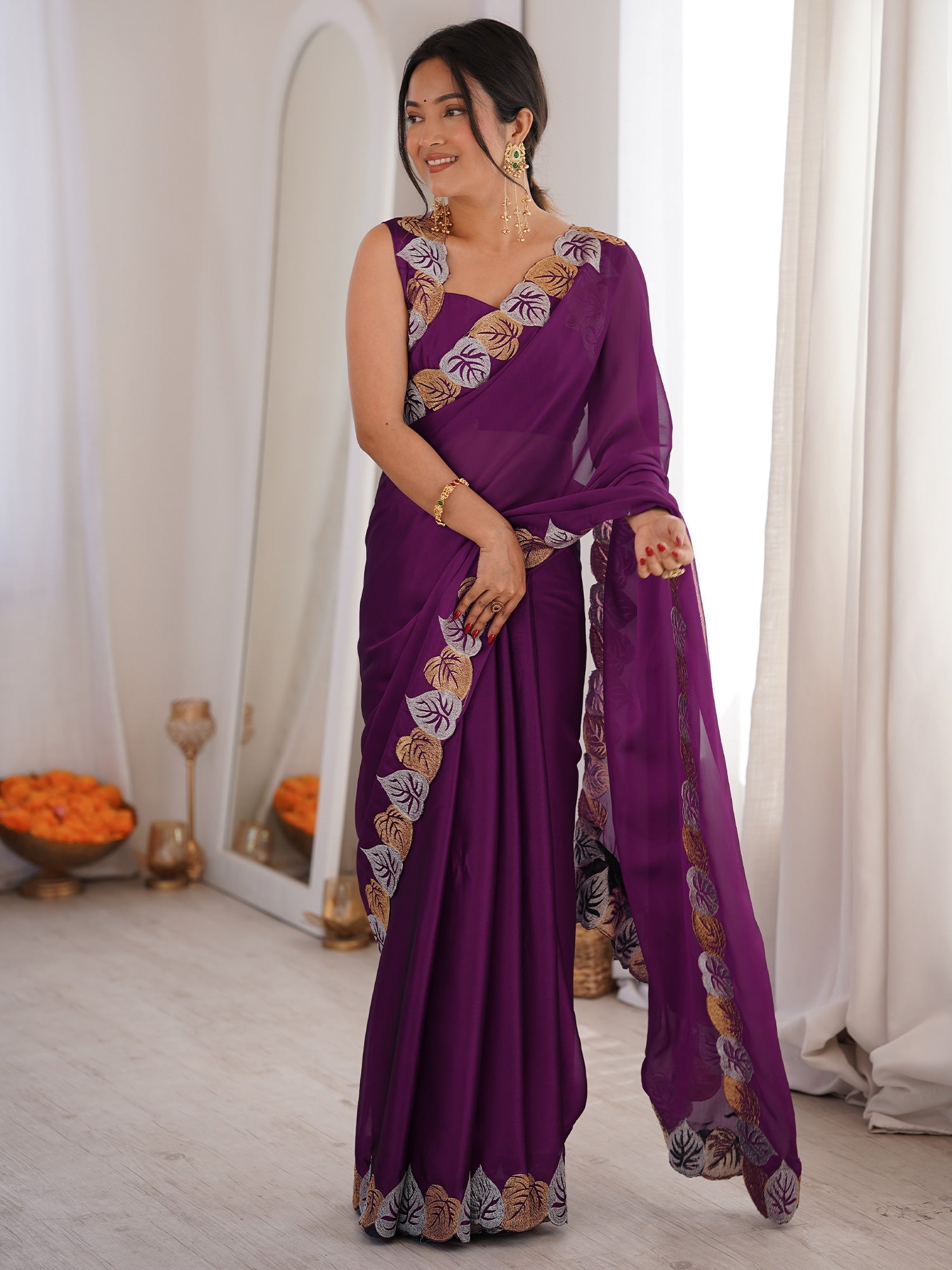 Purple Georgette Saree - Ressa