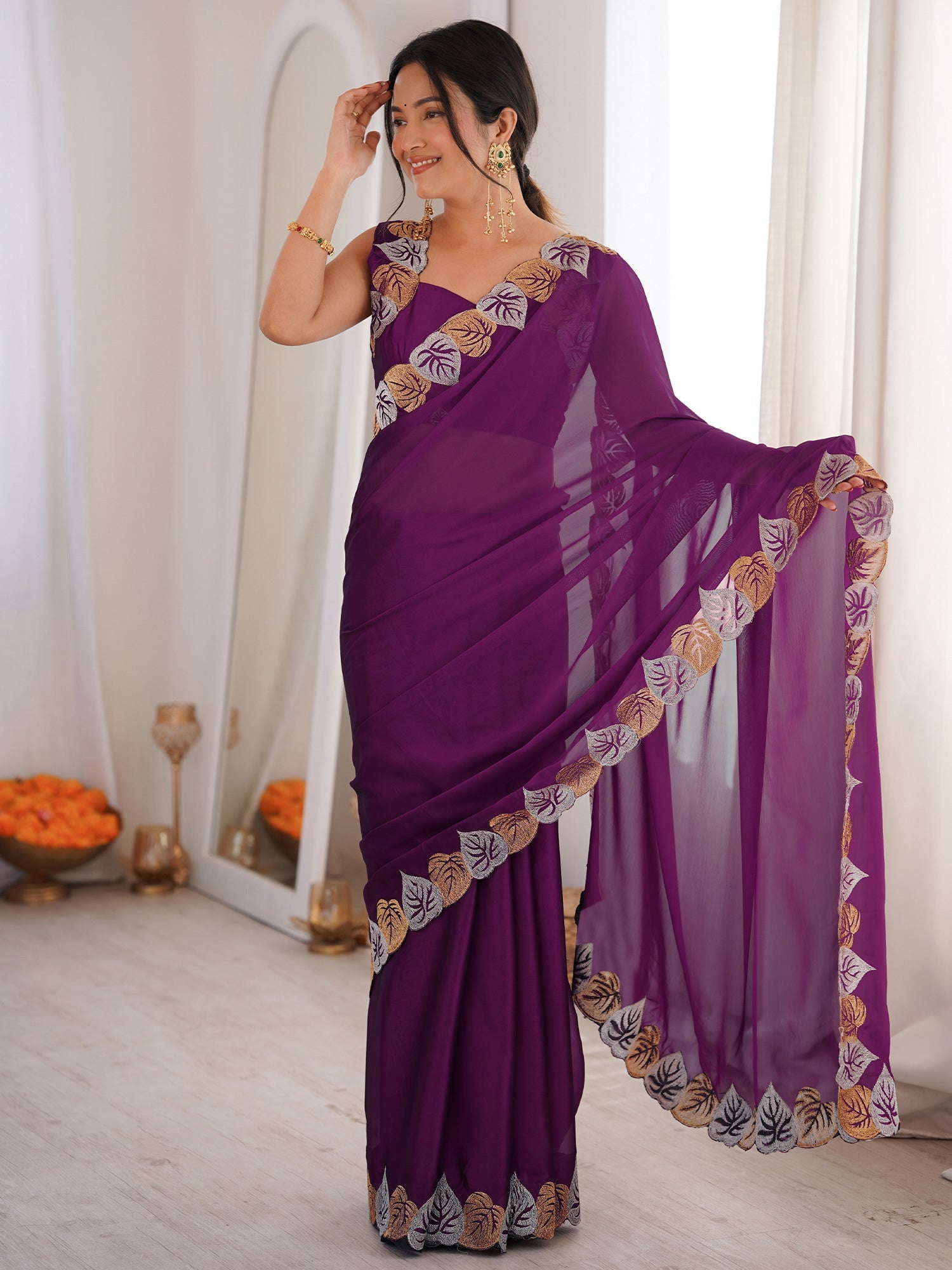 Purple Georgette Saree - Ressa