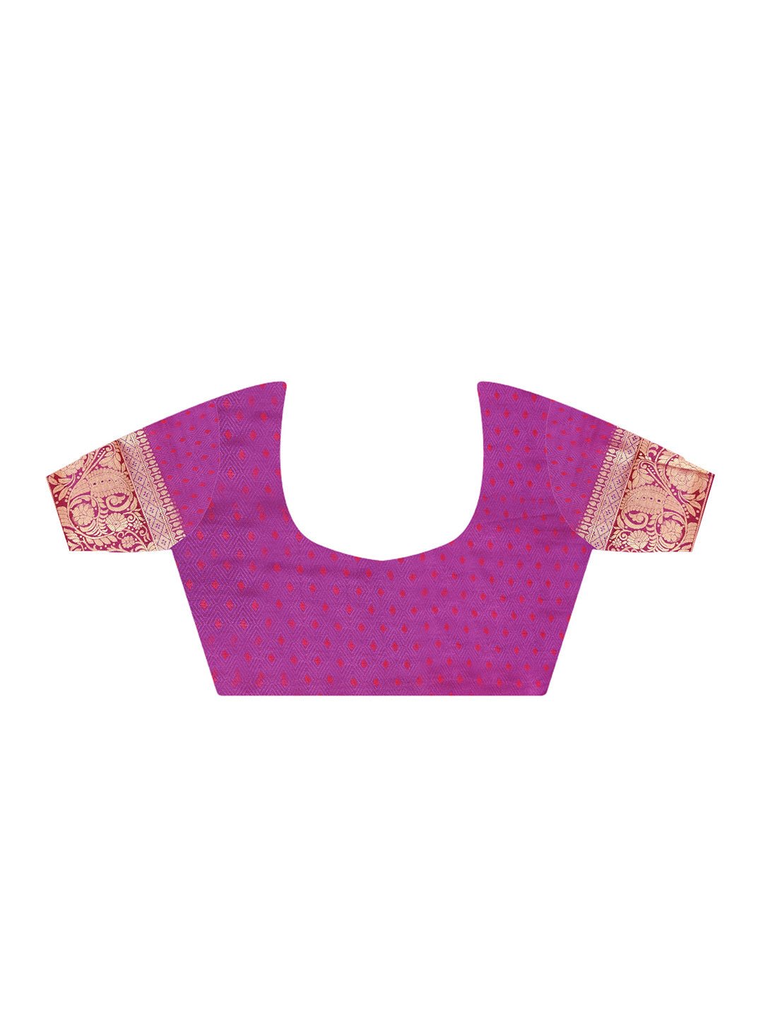Purple Kanjivaram Woven Silk Blend Gold Zari Work Blouse - Ressa