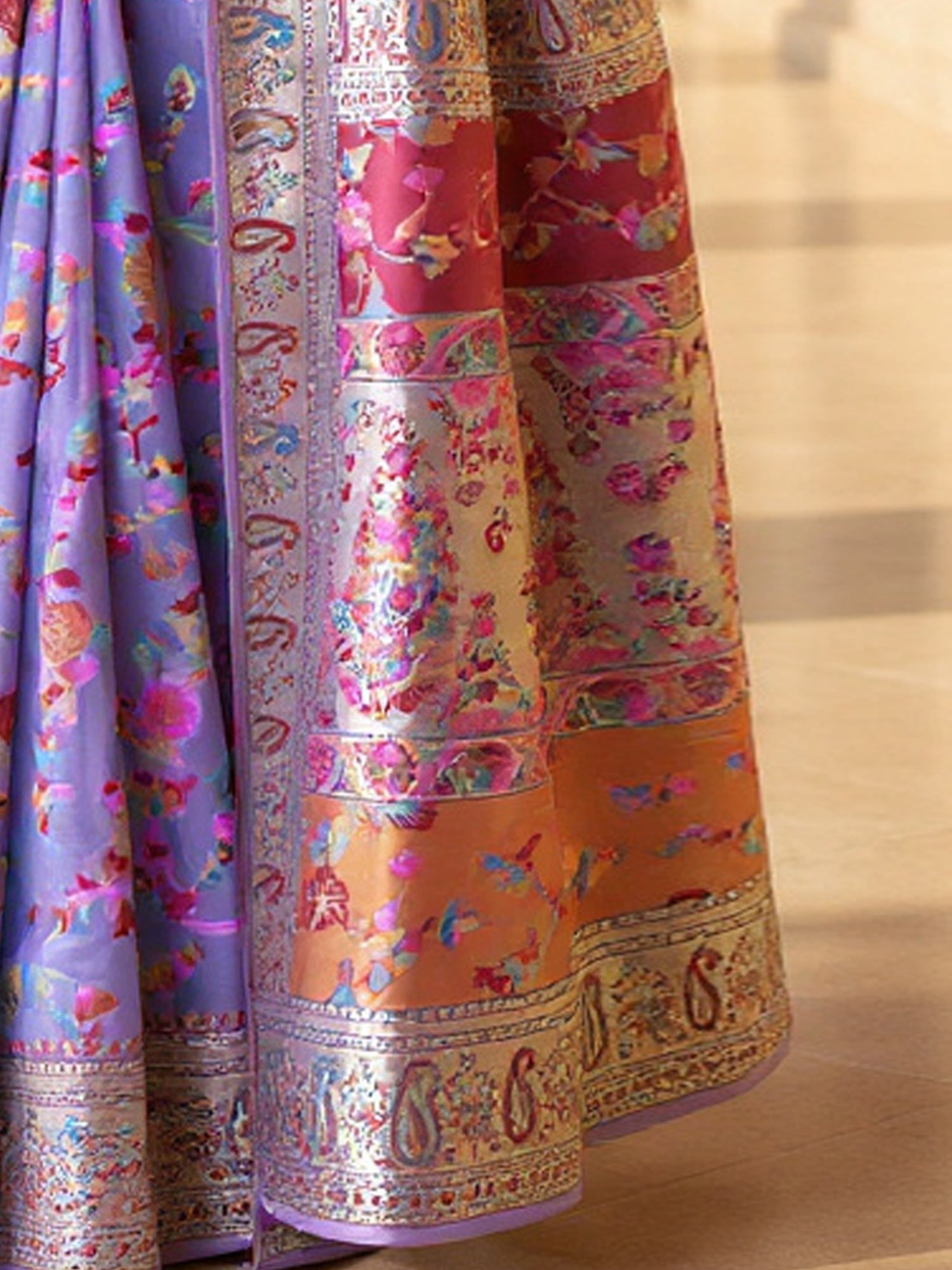 Purple Kashmiri Silk Sare - Ressa