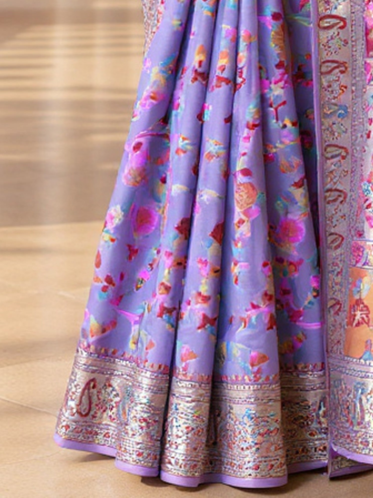 Purple Kashmiri Silk Sare - Ressa