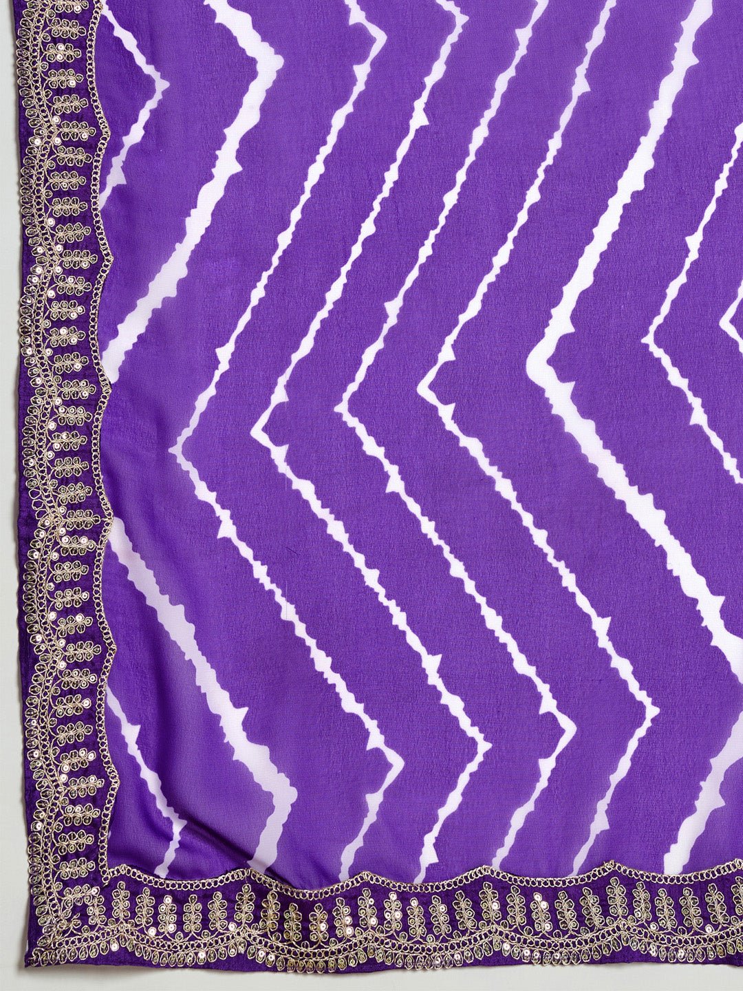 Purple Leheriya Print Georgette Saree - Ressa