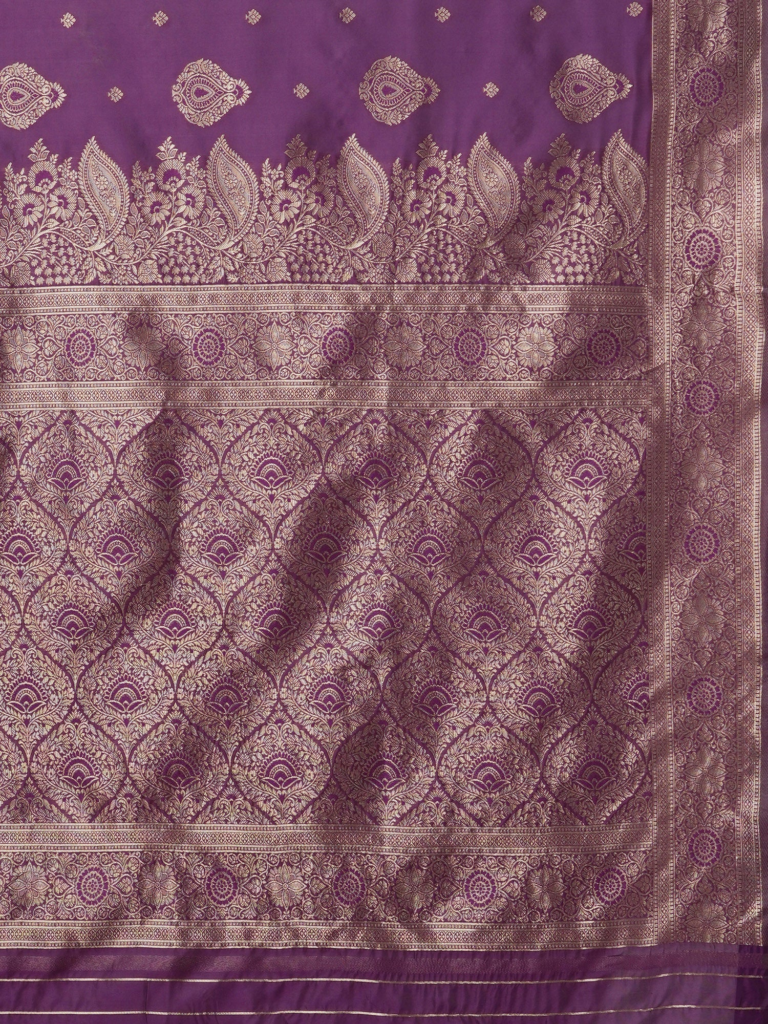Purple Lichi Silk Banarasi Pattern Saree - Ressa