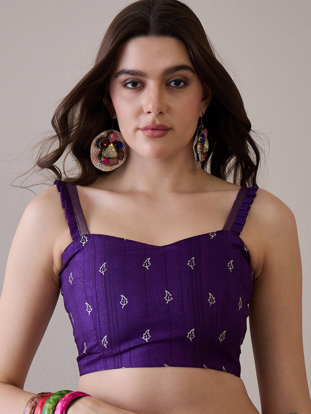 Purple Silk Blend Batik Printed Saree - Ressa