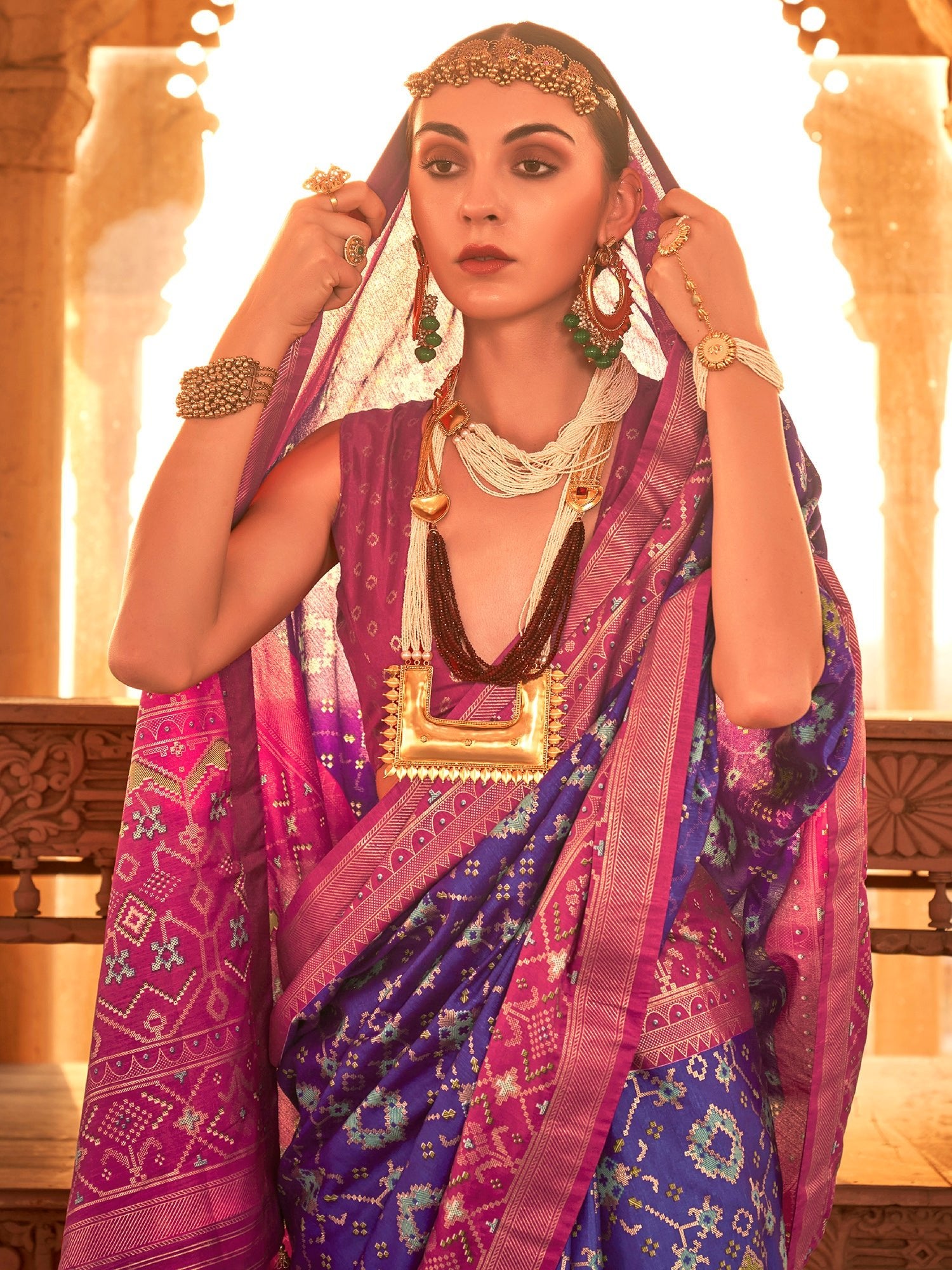Purple Silk Blend Ikkat saree - Ressa