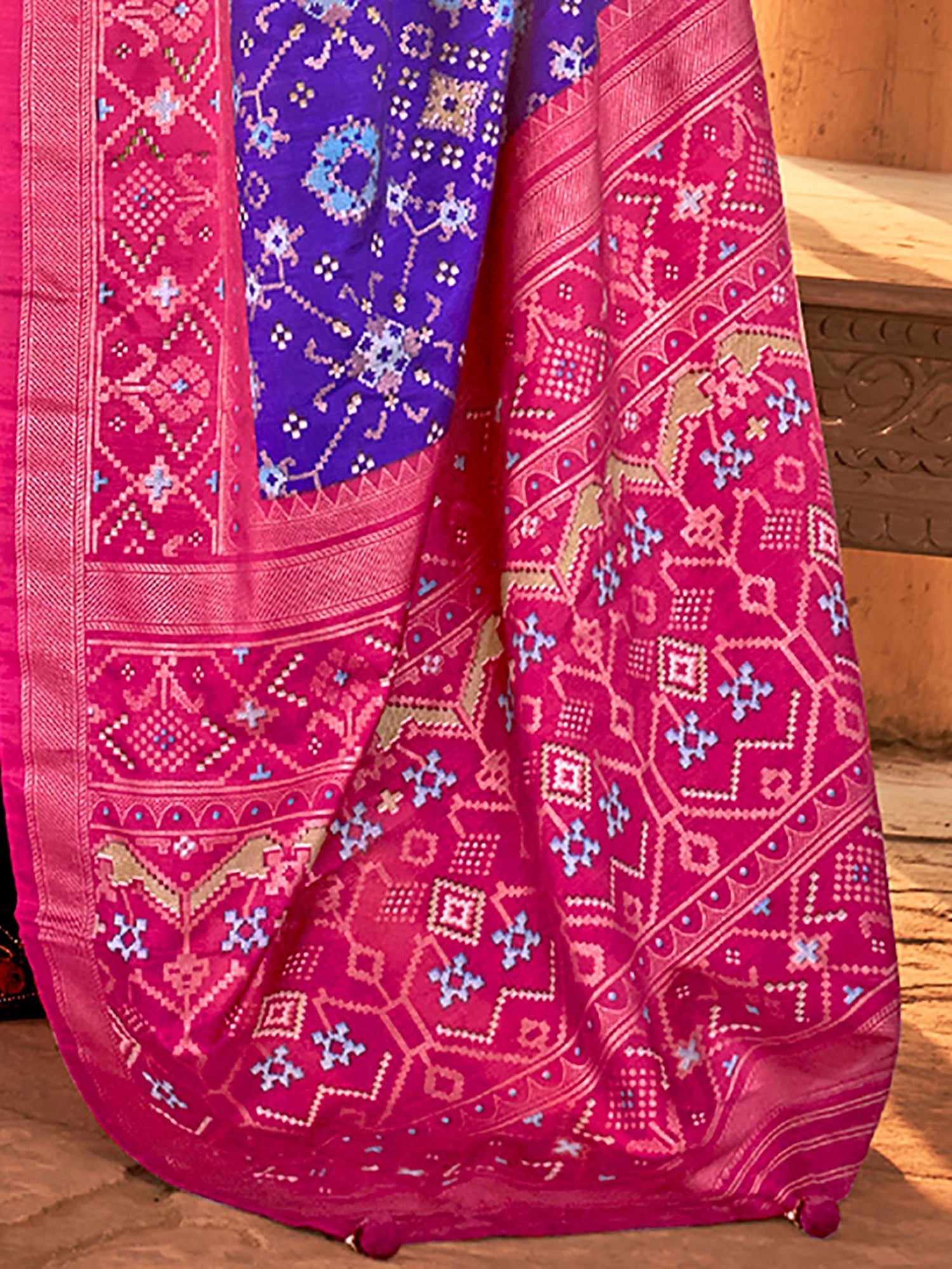 Purple Silk Blend Ikkat saree - Ressa