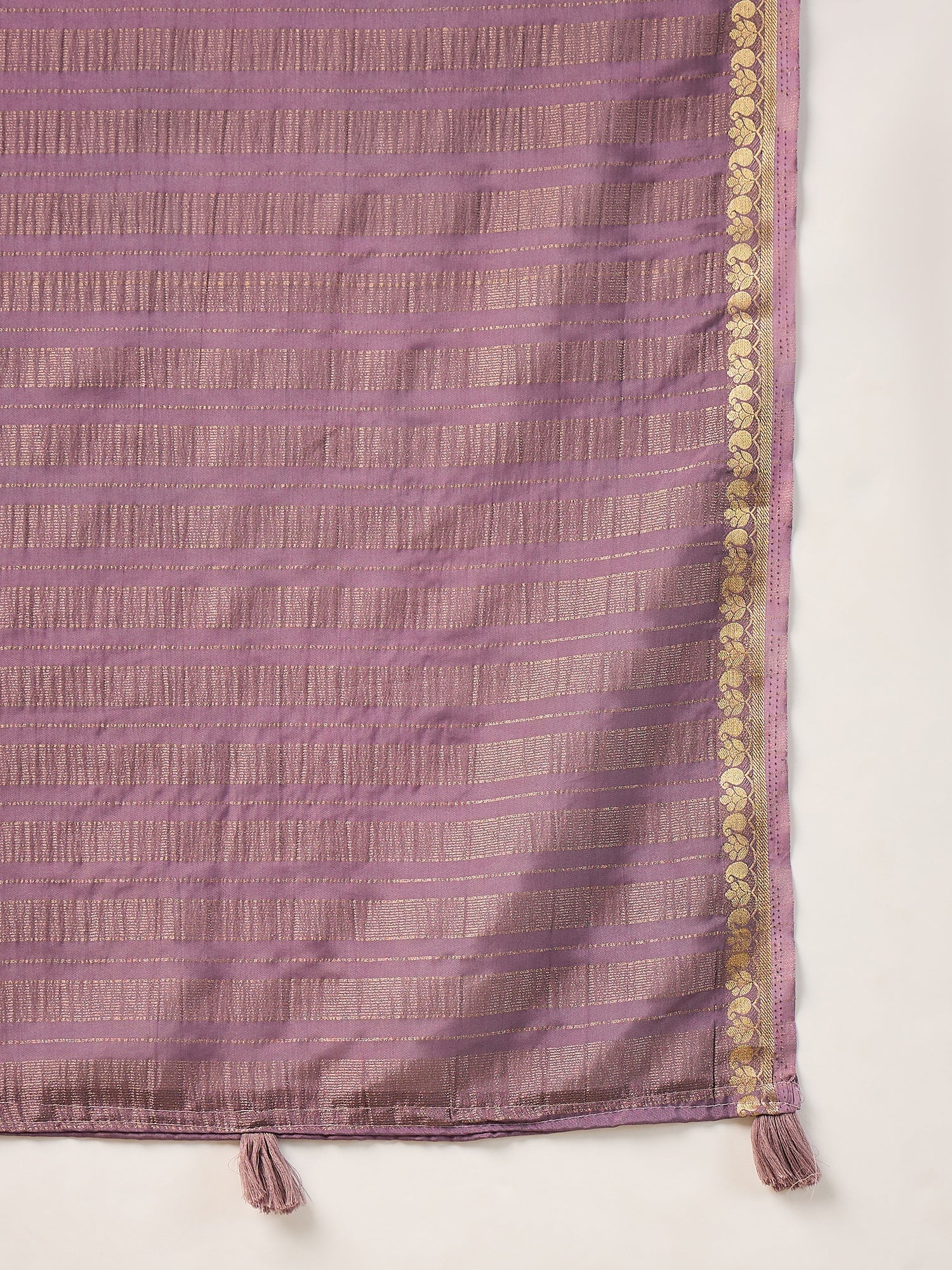 Purple Silk Blend Saree with Zari Border & Brocade Blouse - Ressa