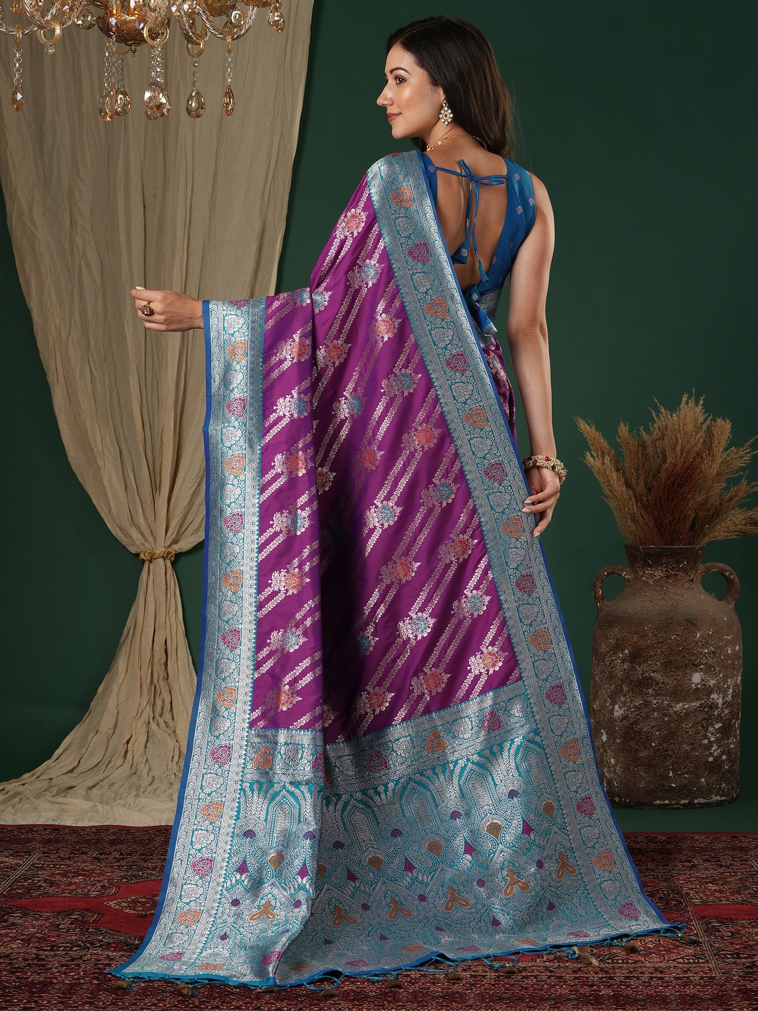 Purple Silk Leheriya Saree - Ressa