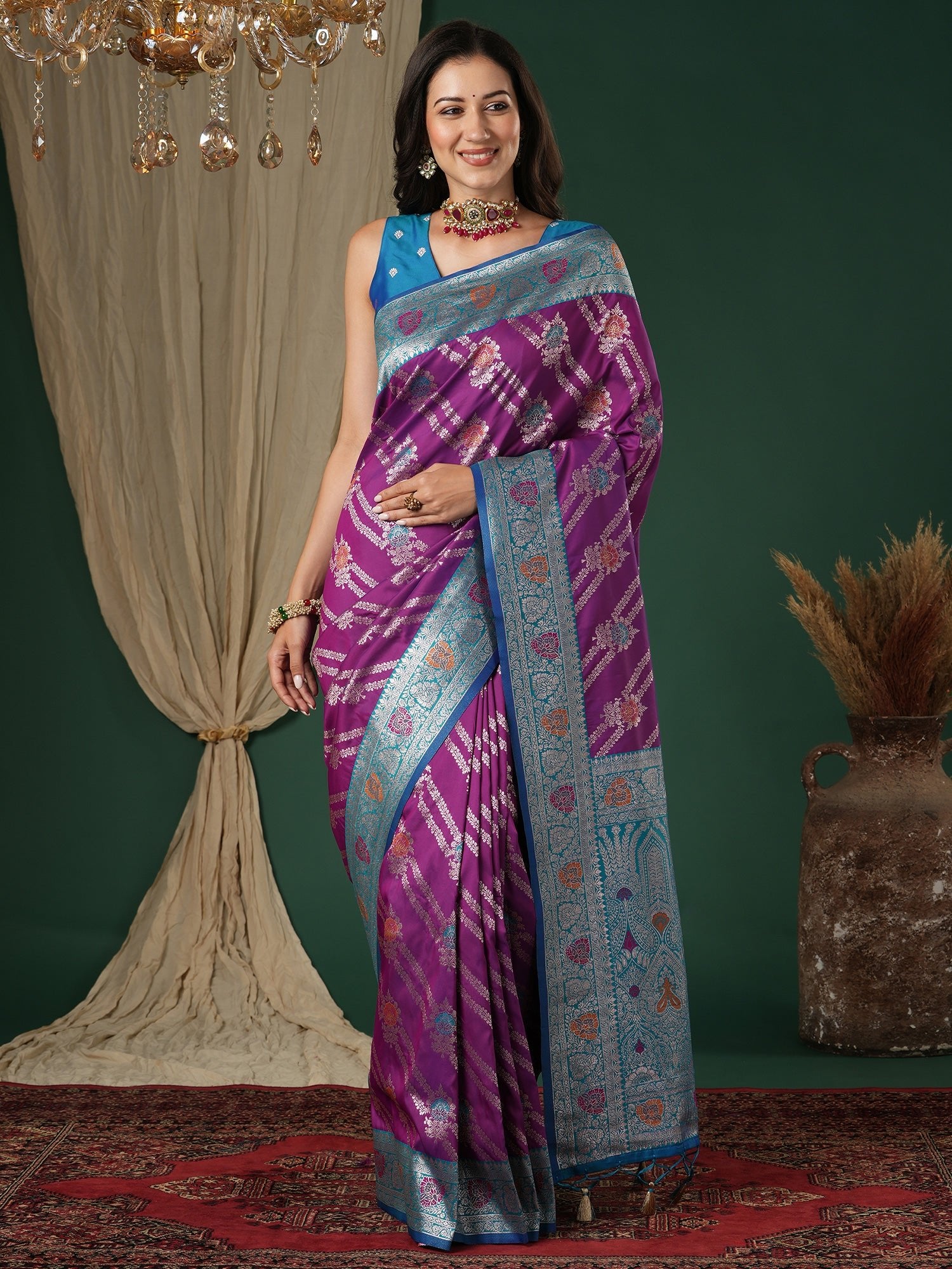 Purple Silk Leheriya Saree - Ressa