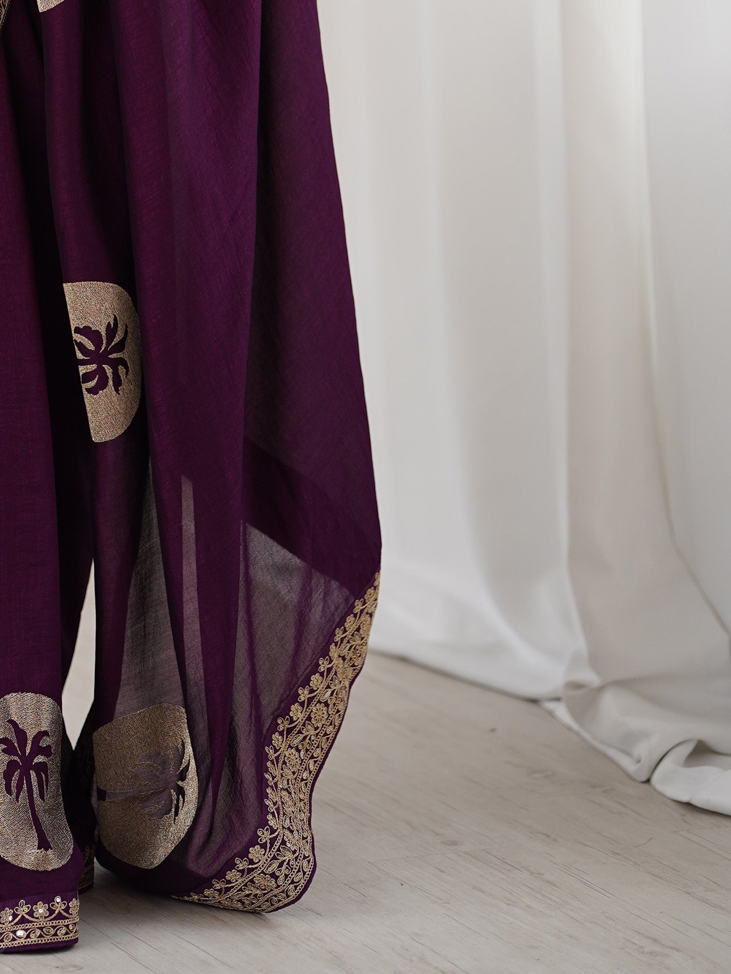Purple Silk Saree with Gold - Ressa