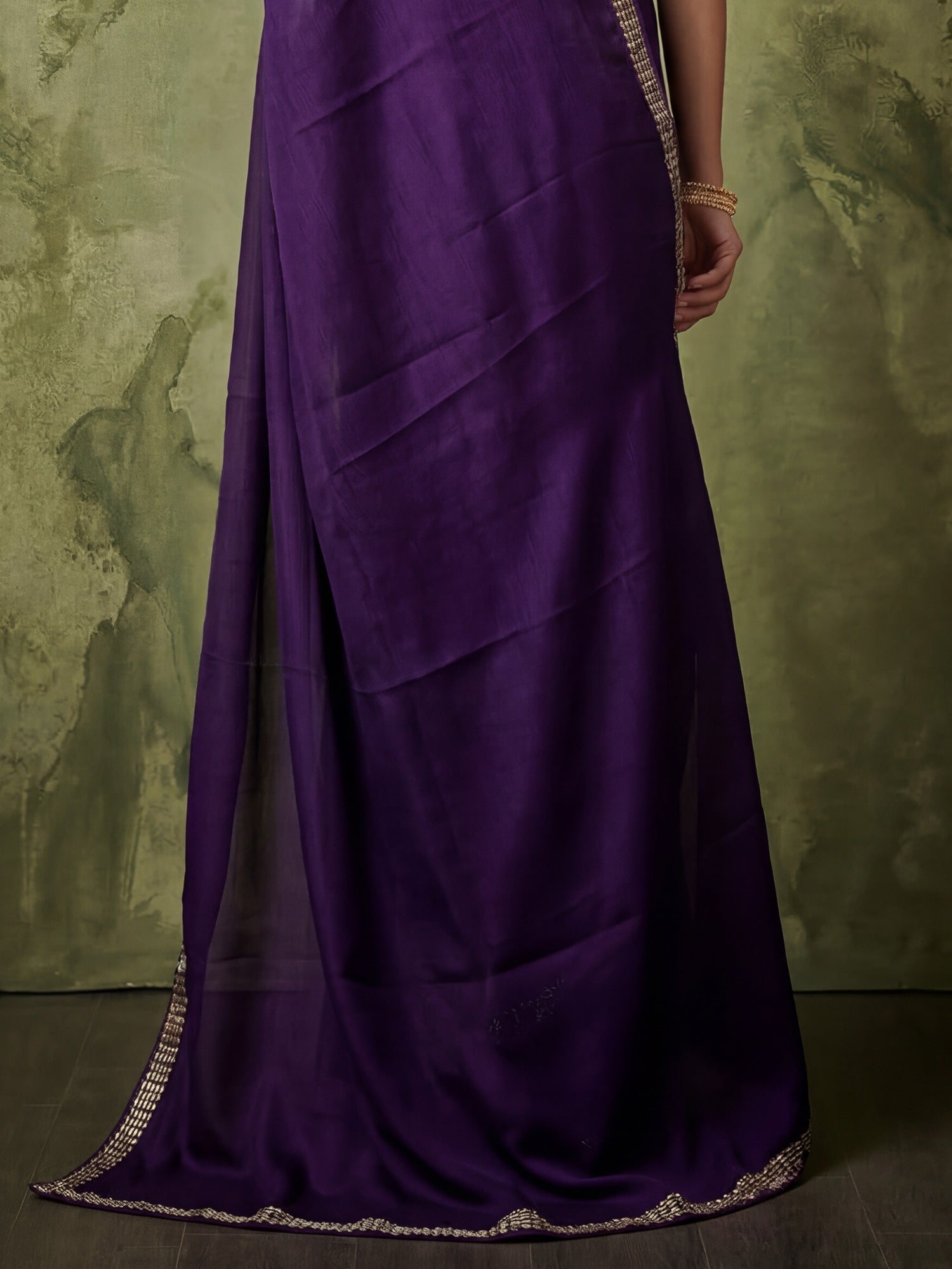 Purple Silk Saree with Zari Border - Ressa