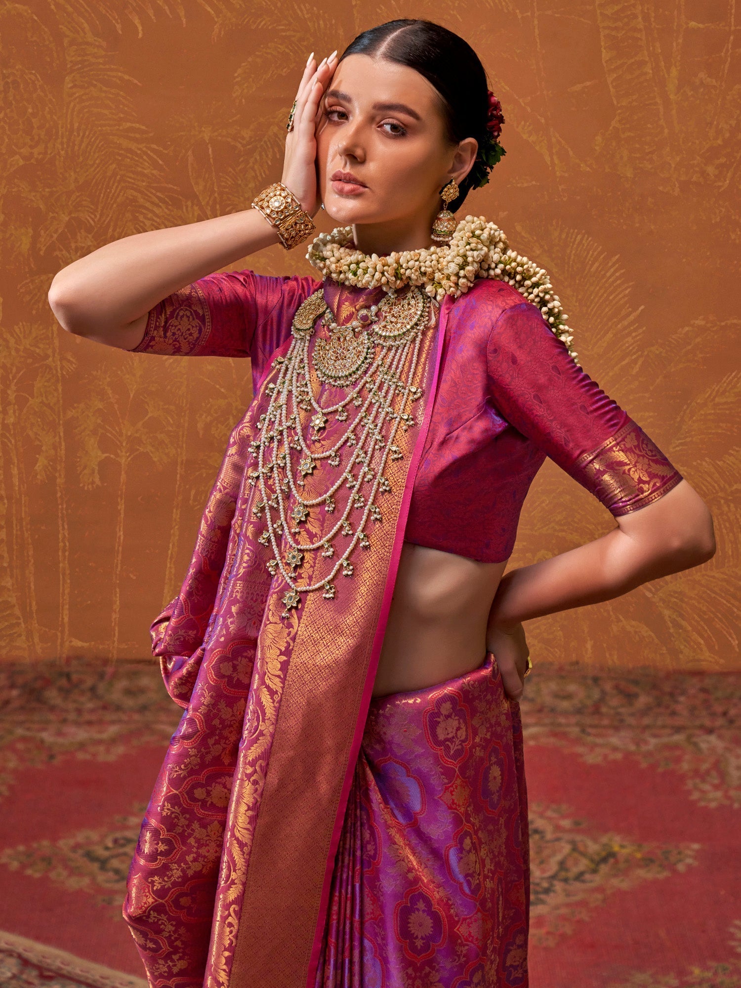 Purple Tissue Silk Banarasi Saree with Blouse - Ressa