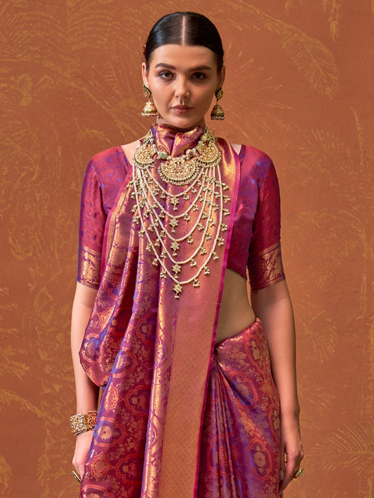 Purple Tissue Silk Banarasi Saree with Blouse - Ressa