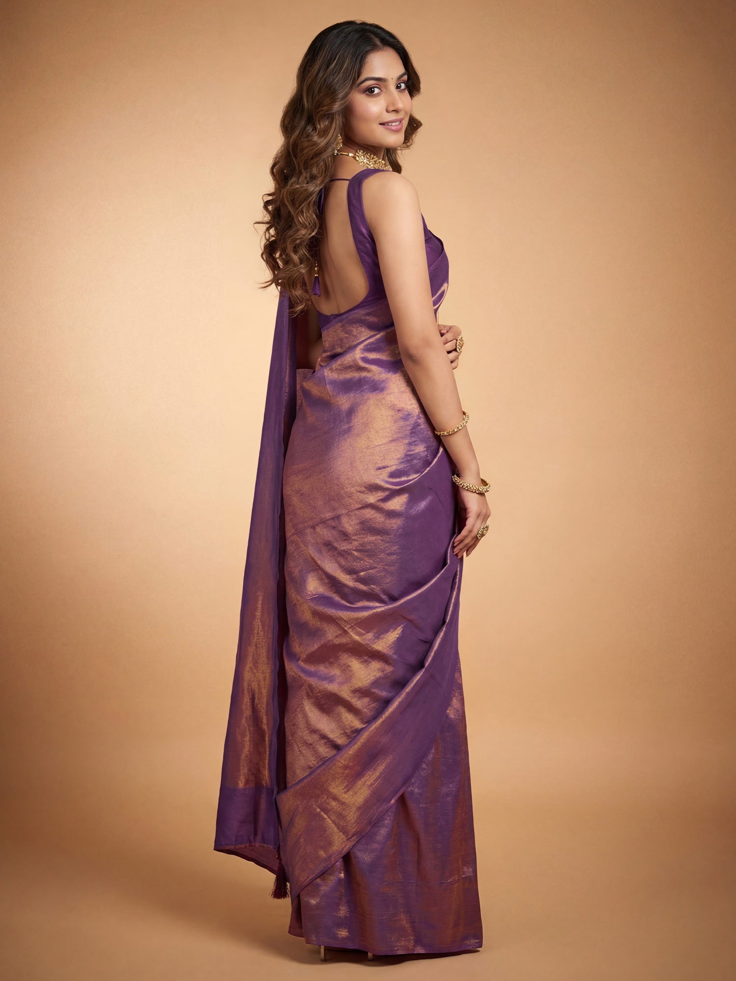 Purple Tissue Silk Saree - Ressa