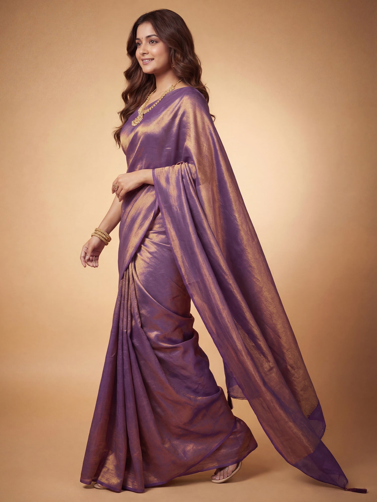 Purple Tissue Silk Saree - Ressa