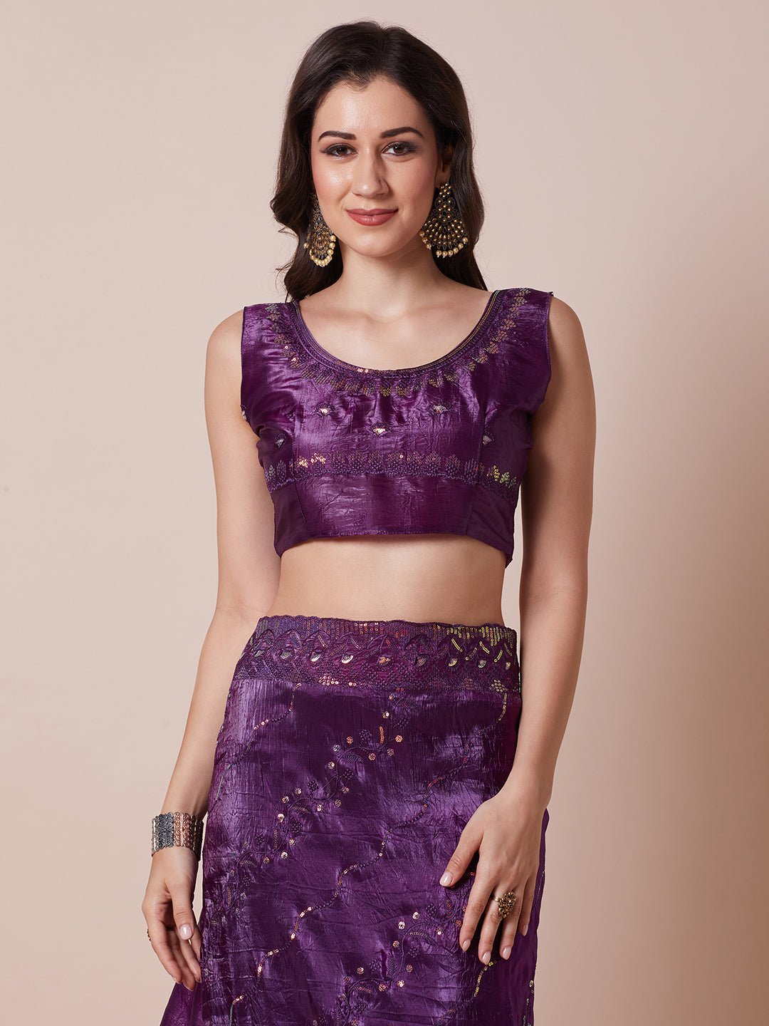 Purple Tissue Silk Saree Saree - Ressa