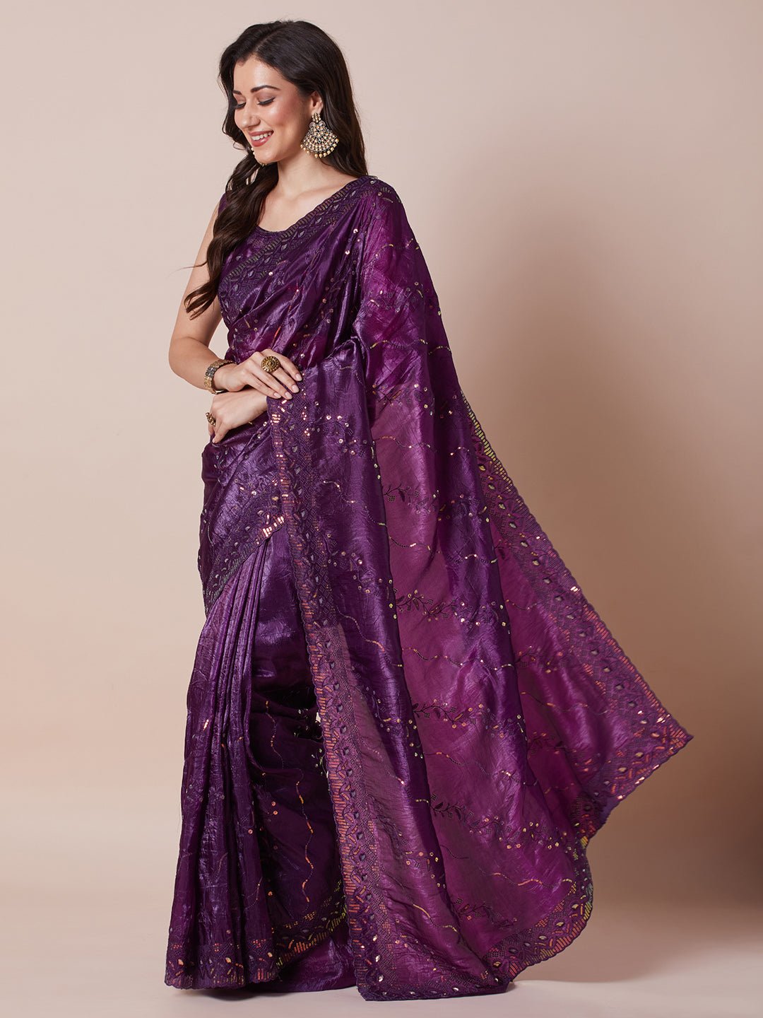 Purple Tissue Silk Saree Saree - Ressa