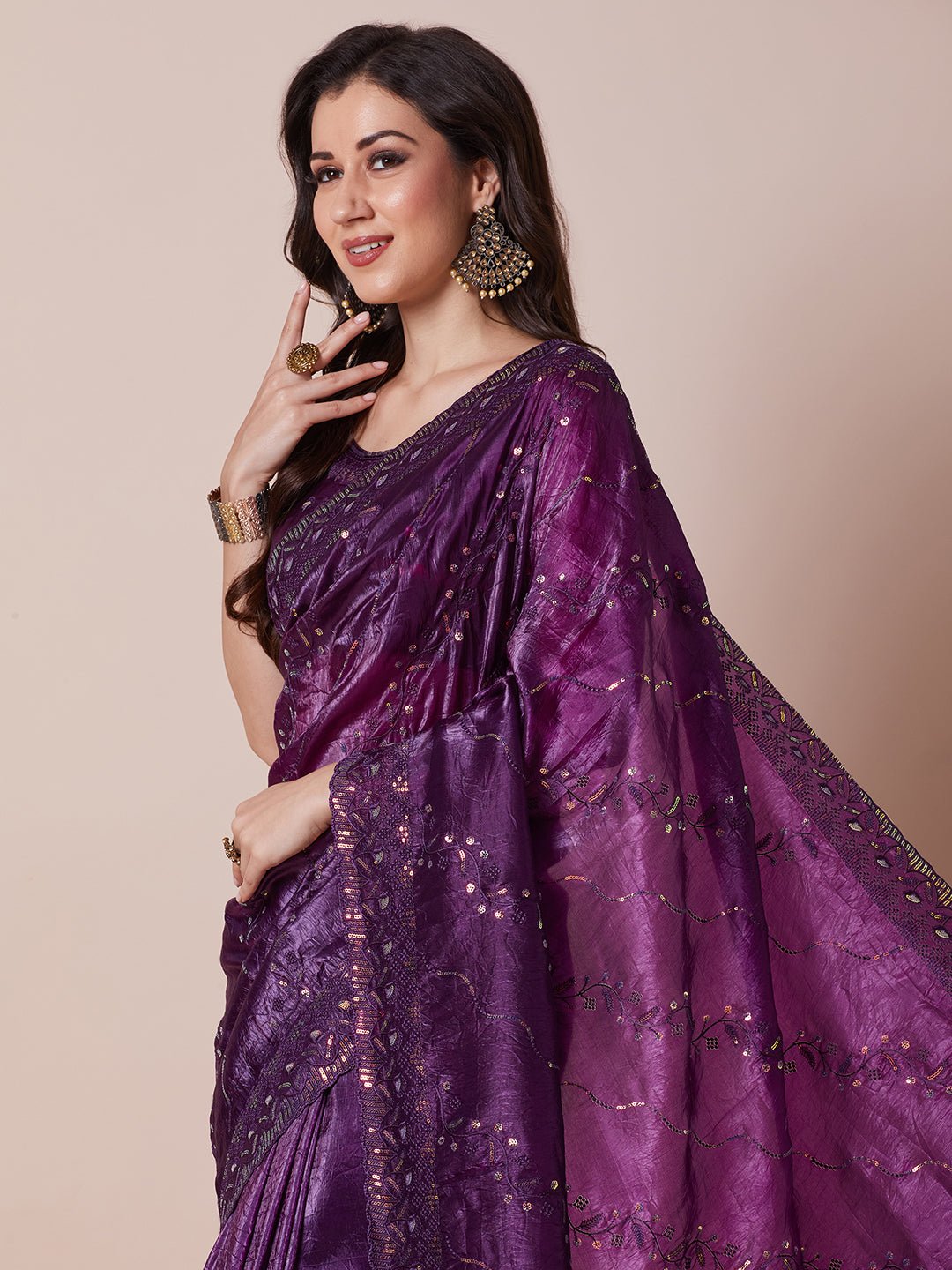Purple Tissue Silk Saree Saree - Ressa