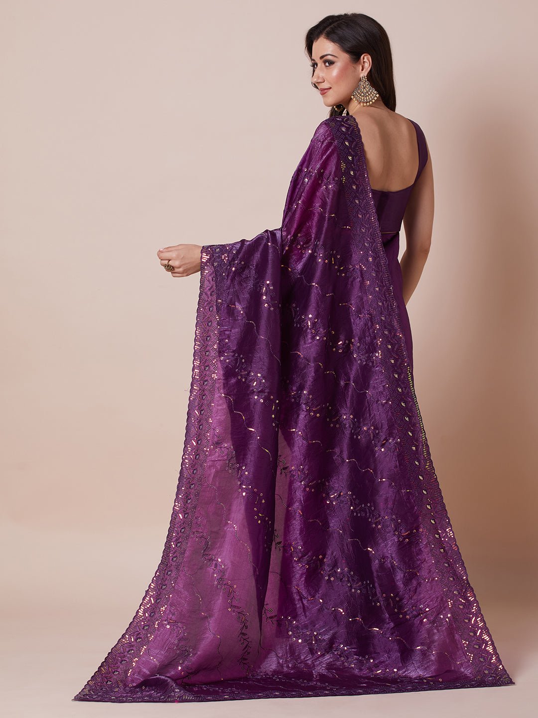 Purple Tissue Silk Saree Saree - Ressa