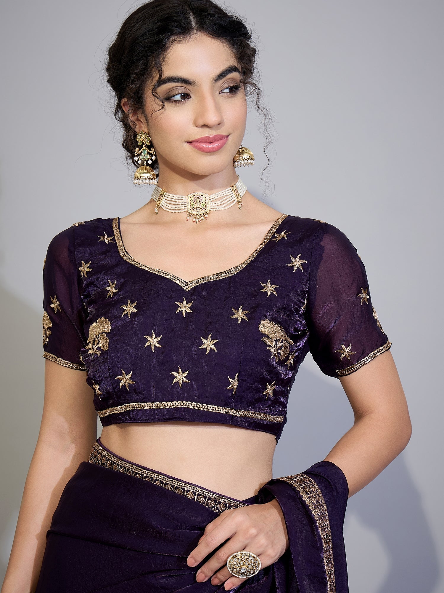 Purple Tissue Silk Saree wih Zari Stripe - Ressa