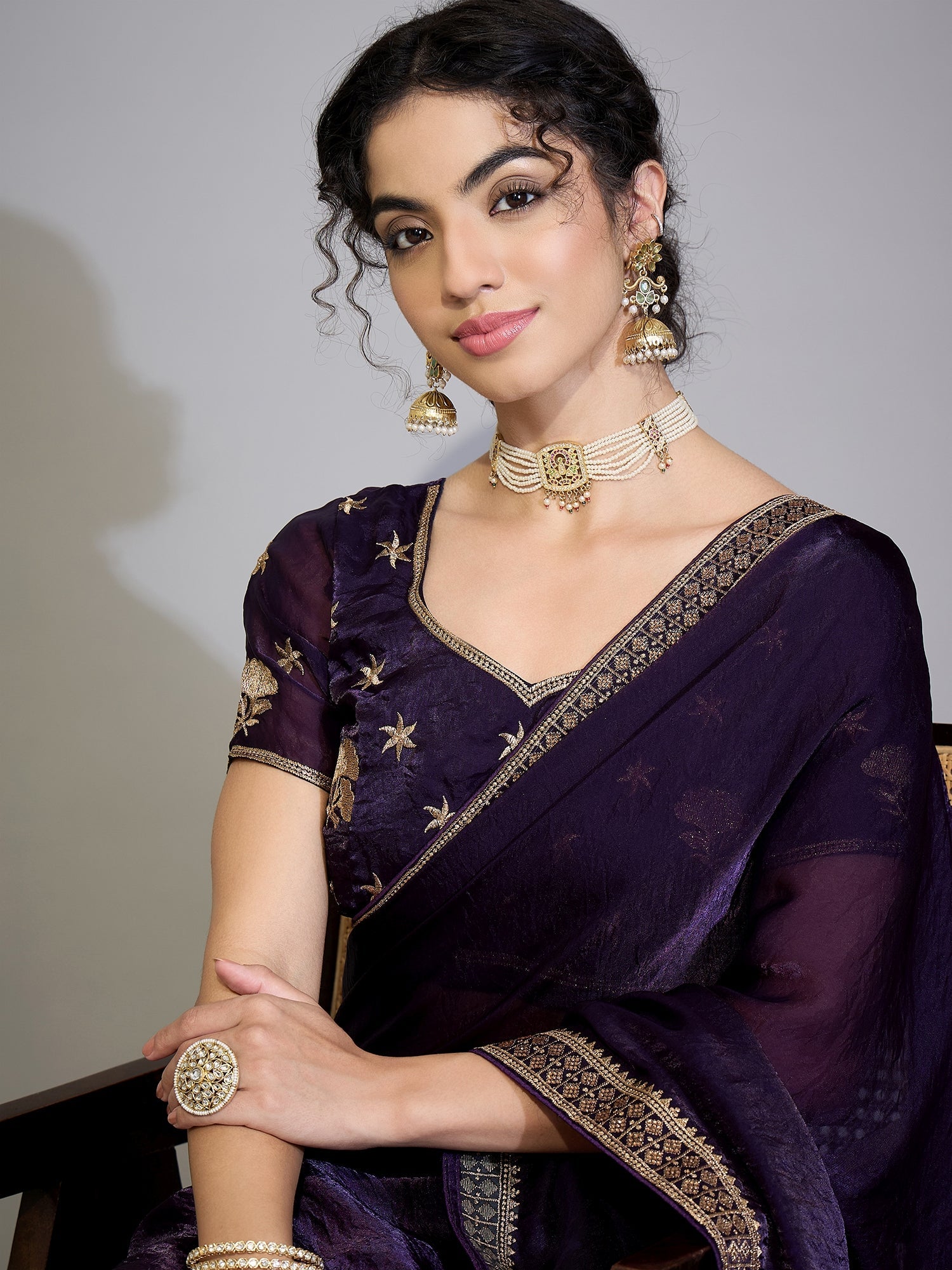 Purple Tissue Silk Saree wih Zari Stripe - Ressa