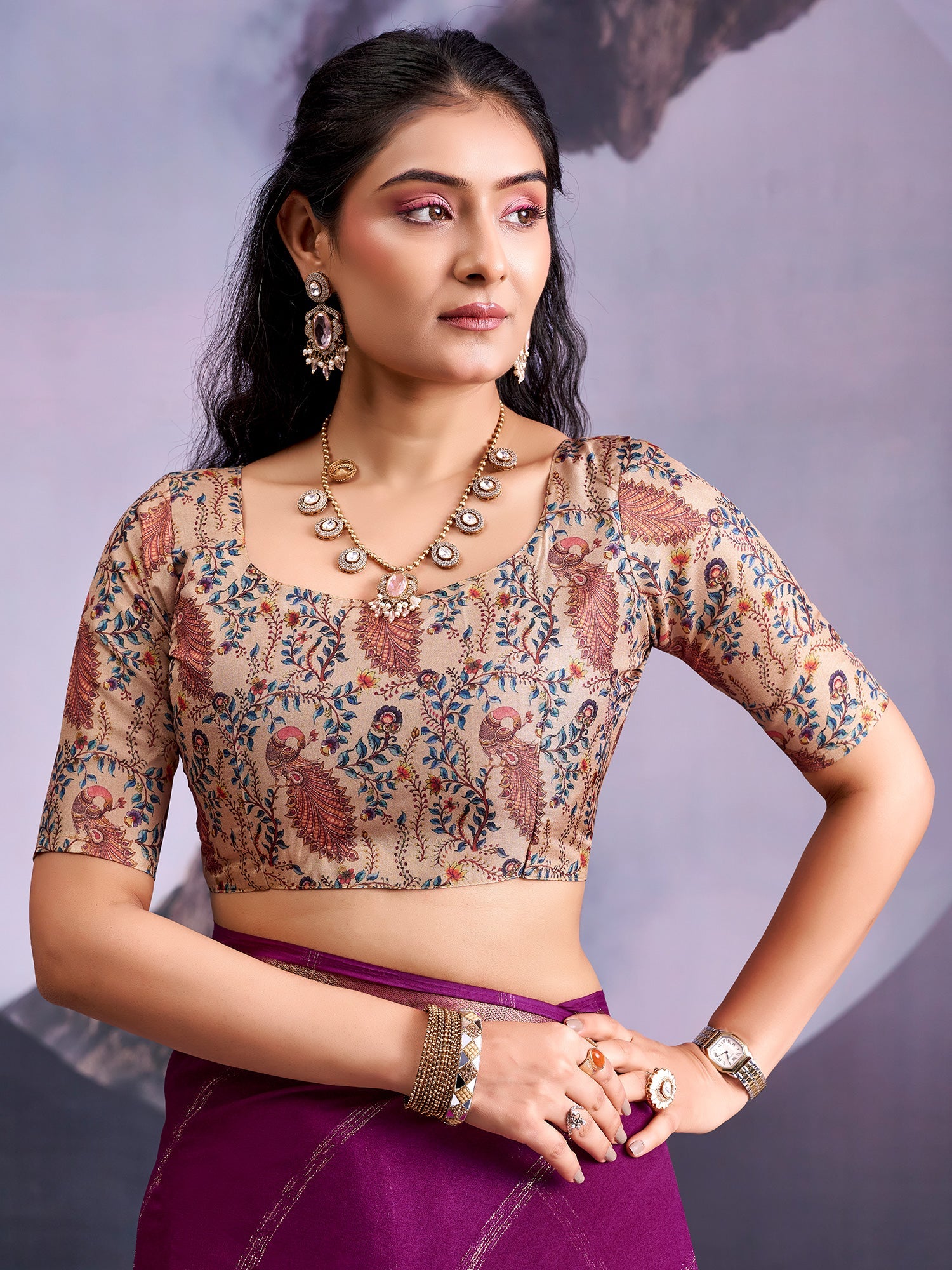 Purple Tissue Silk Saree with Zari Stripes - Ressa
