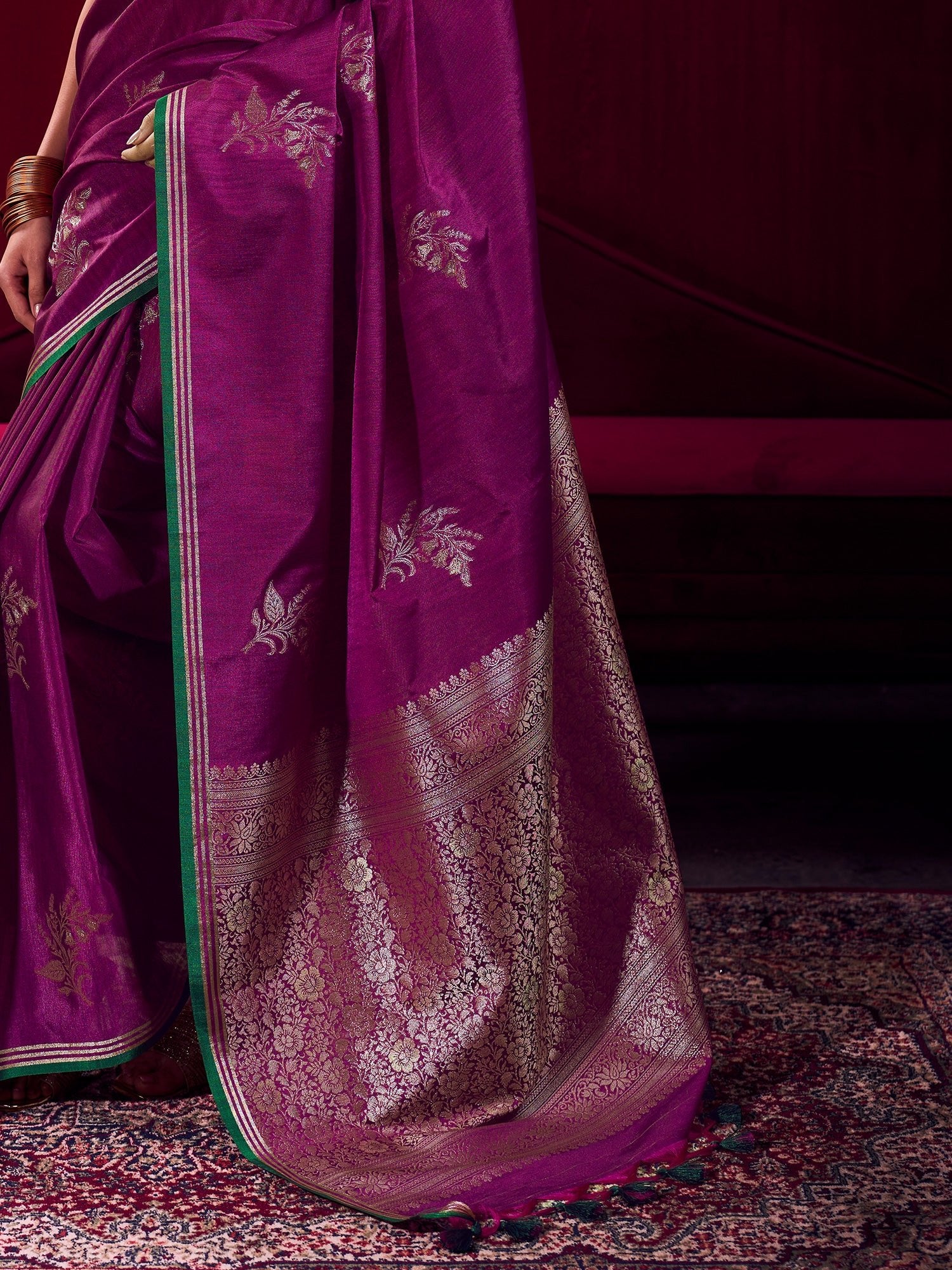 Purple Tissue Silk Saree with Zari Stripes - Ressa
