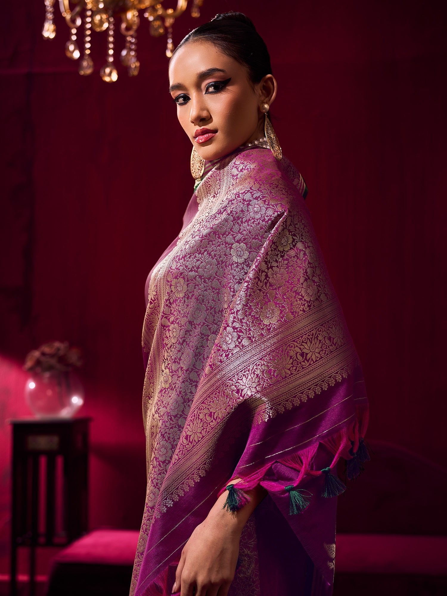 Purple Tissue Silk Saree with Zari Stripes - Ressa