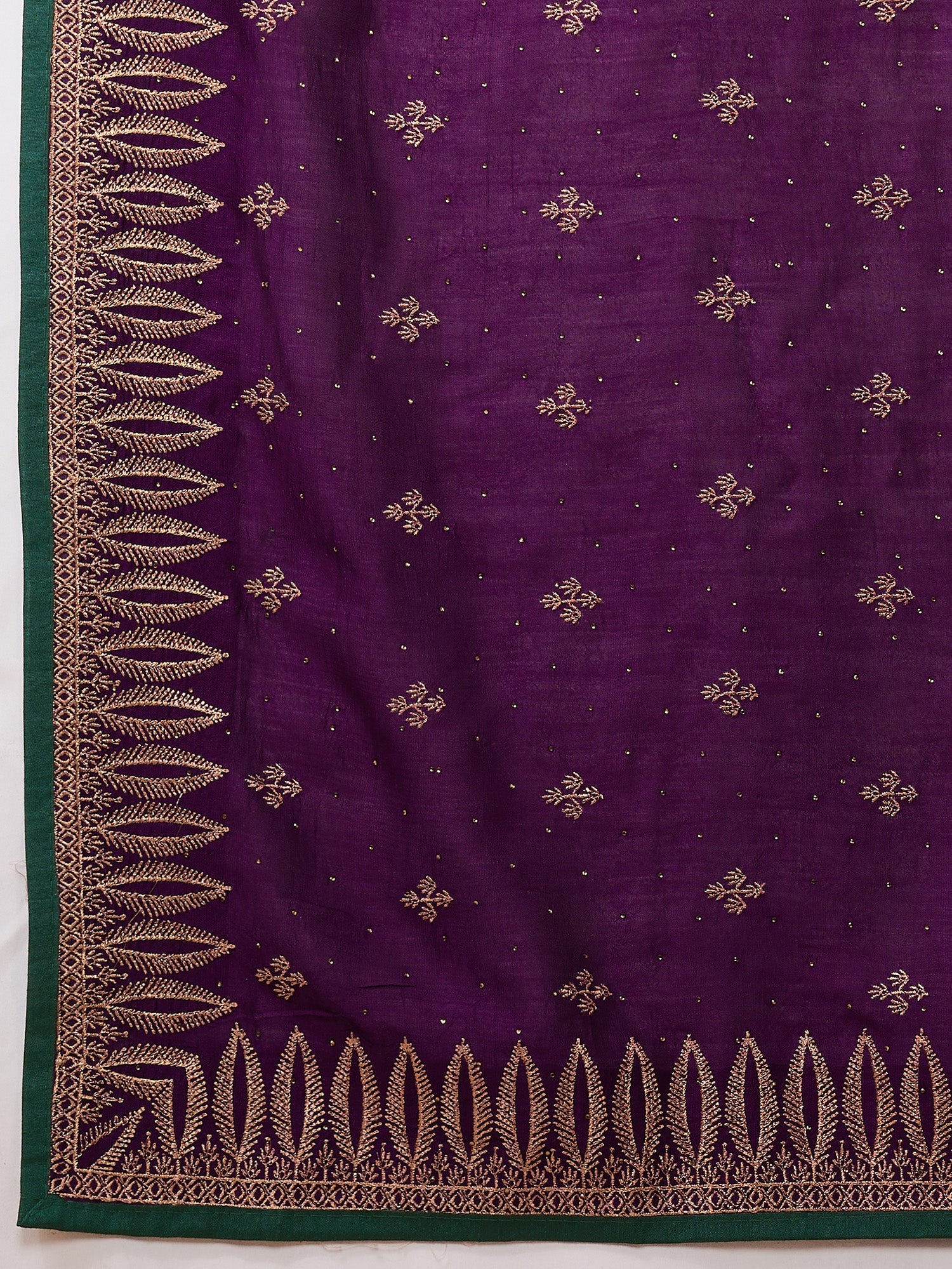 Purple Vichitra Silk Swaroski Work Saree - Ressa