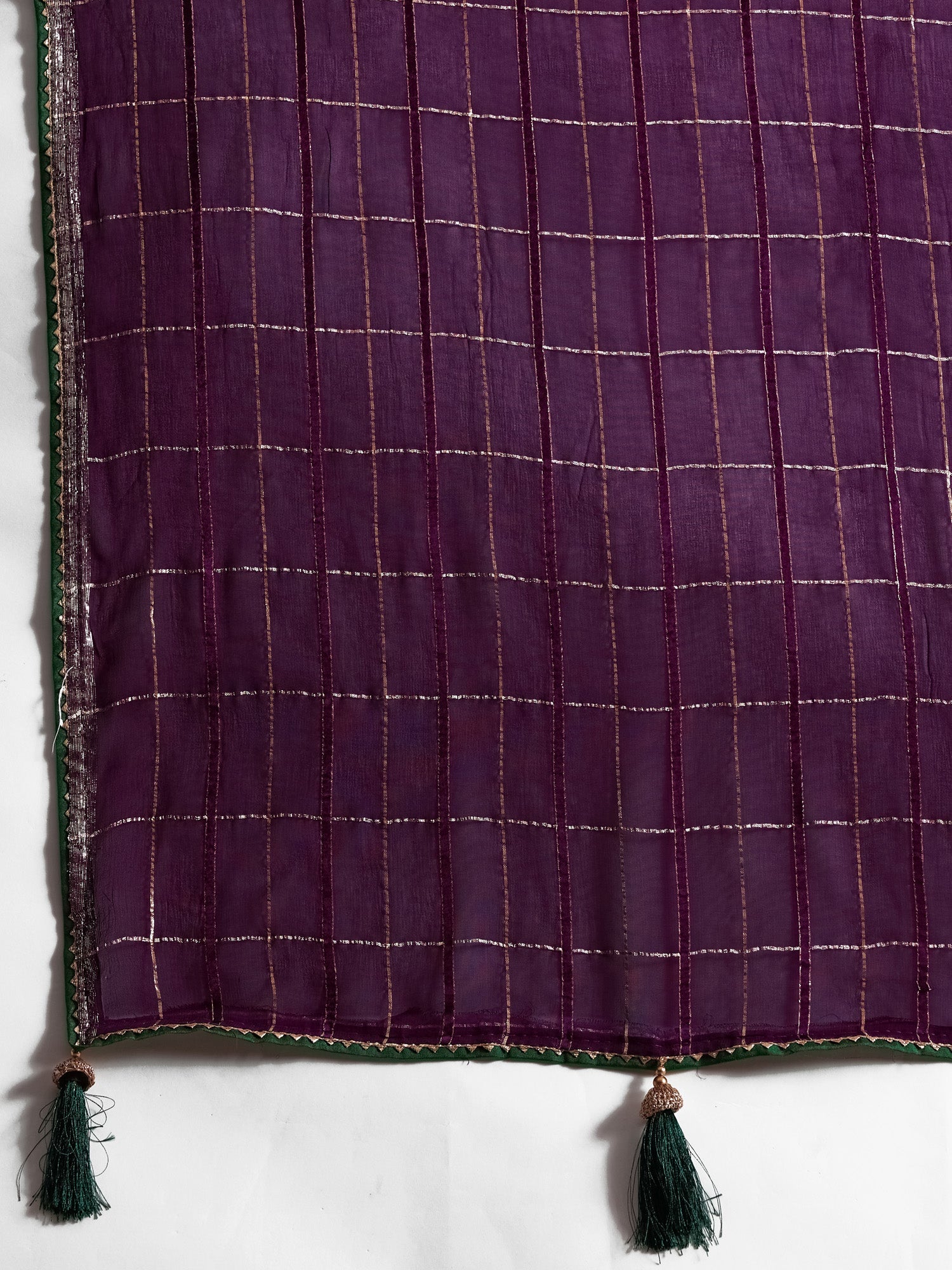 Purple Viscose Silk With Zari Checks Saree - Ressa