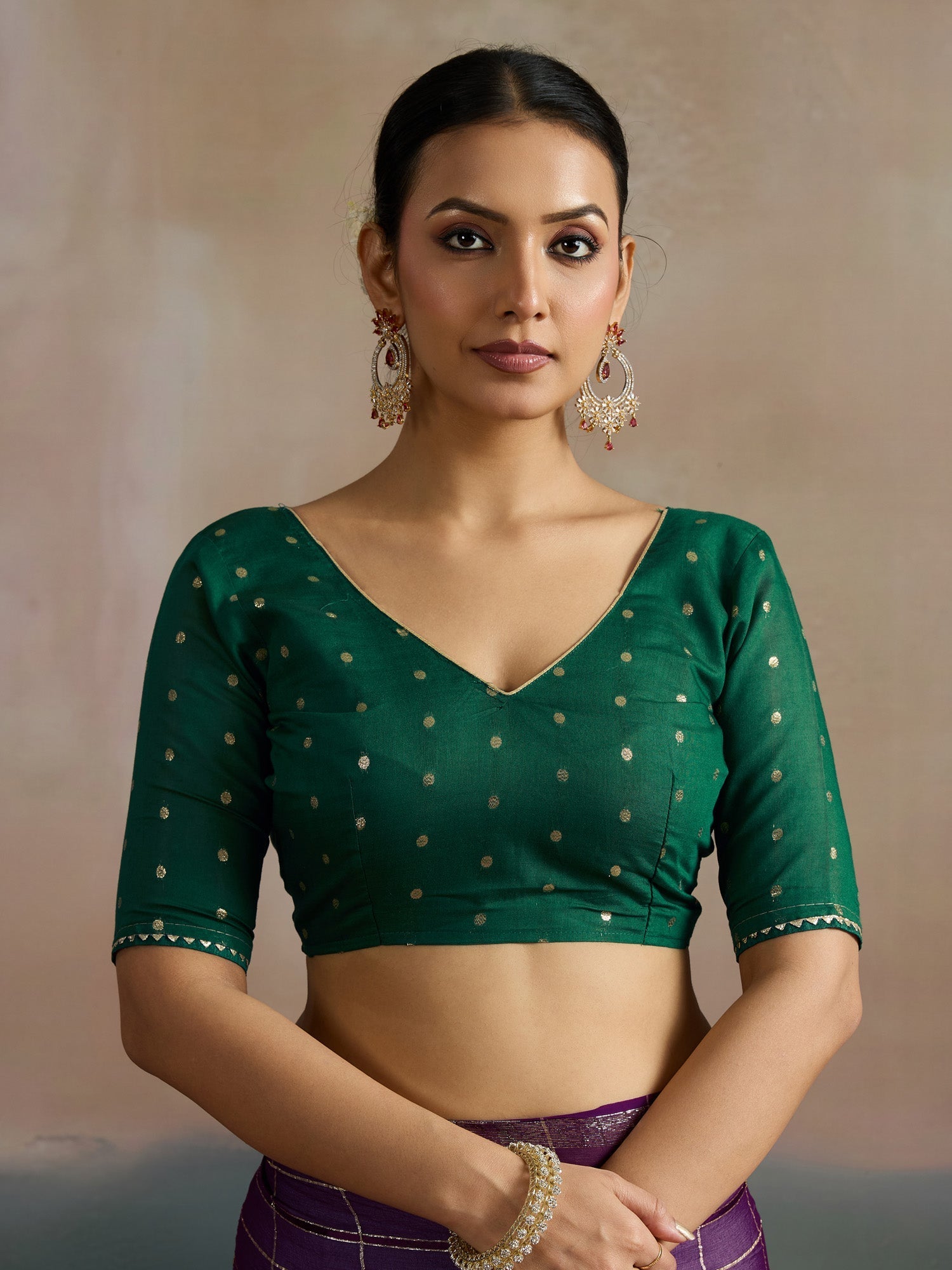 Purple Viscose Silk With Zari Checks Saree - Ressa