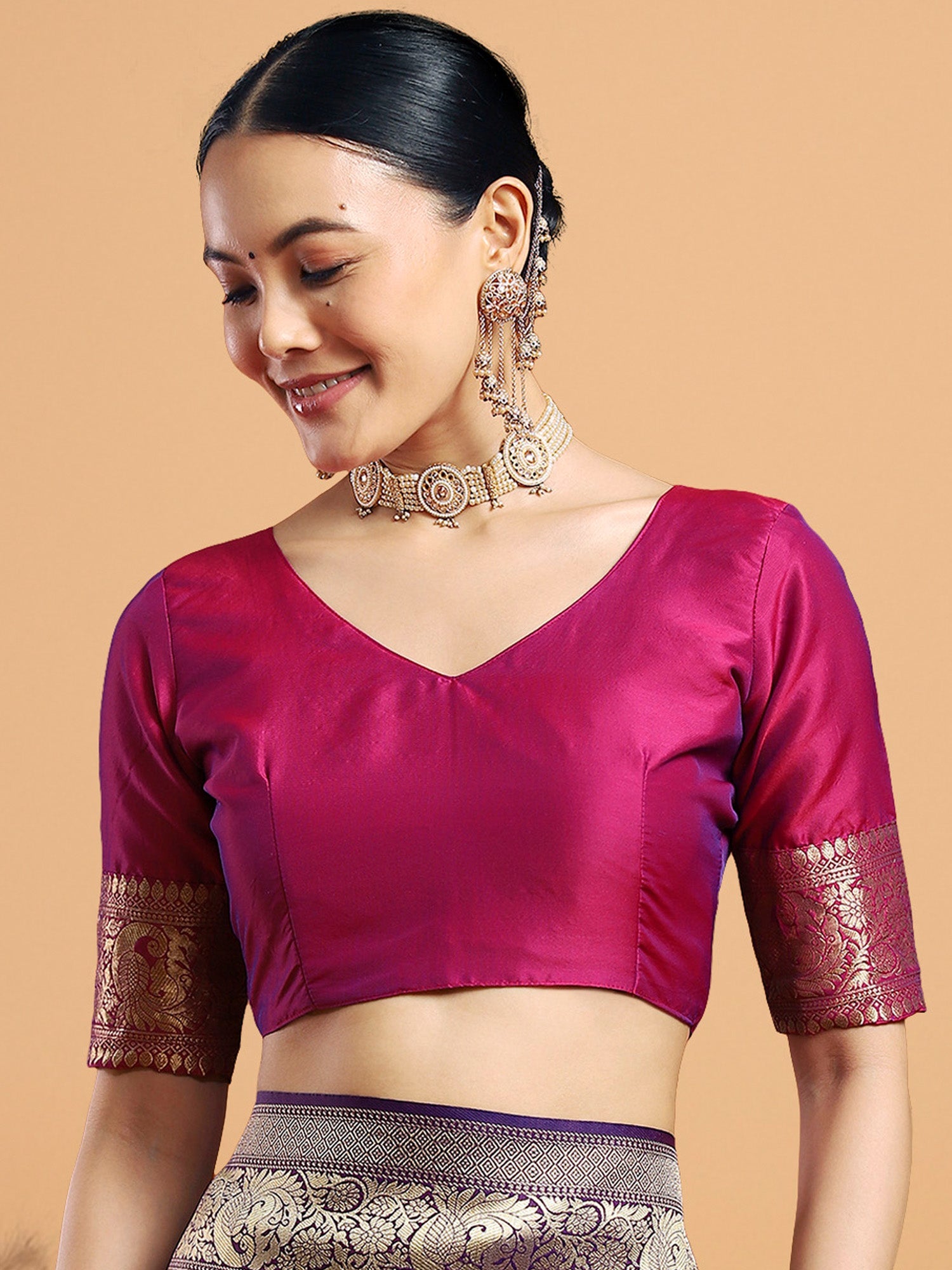 Purple with Gold Zari Weave Banarasi Silk Saree - Ressa