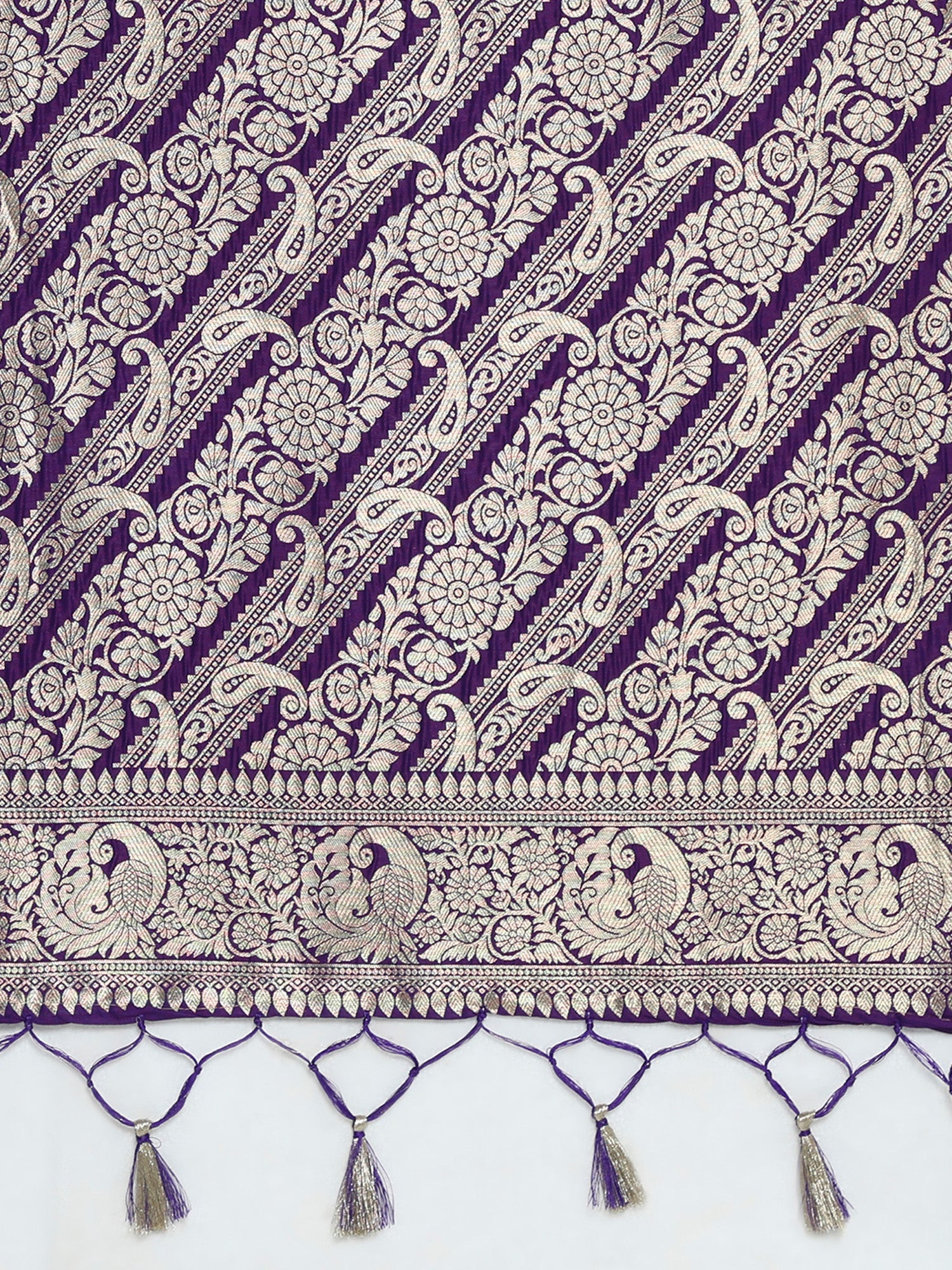 Purple with Gold Zari Weave Banarasi Silk Saree - Ressa