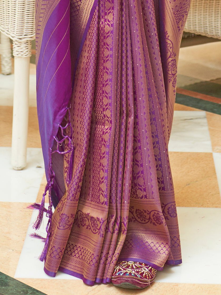 Purple Woven Kanjivaram Silk Saree - Ressa
