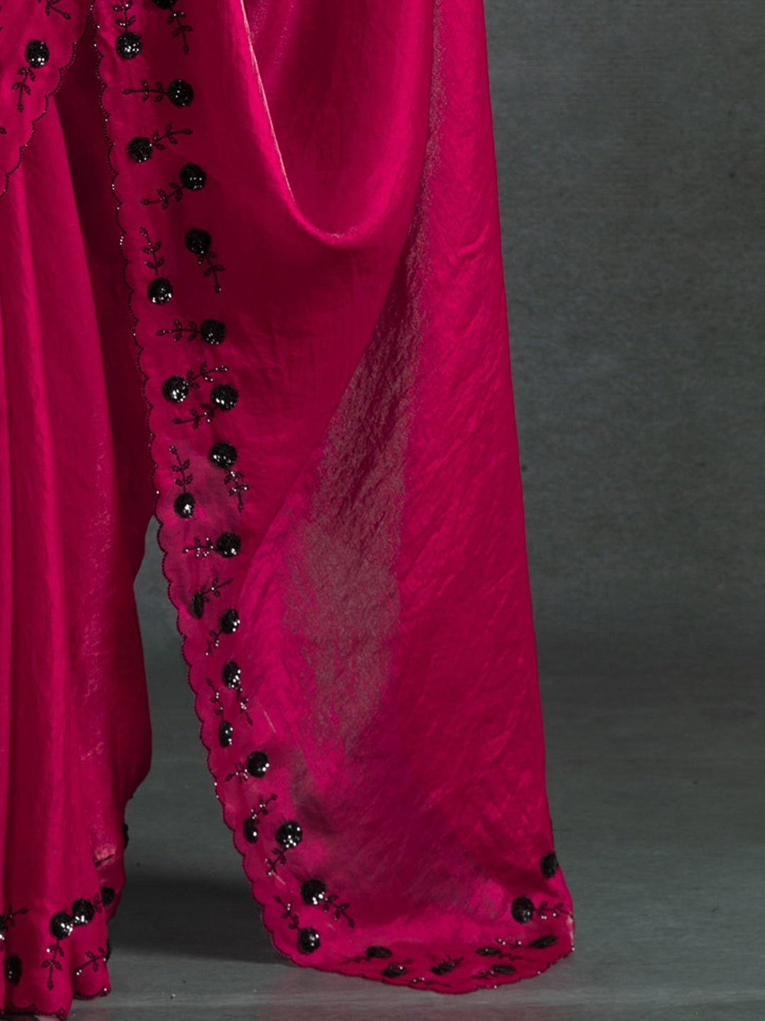 Radiant Magenta Satin Silk Saree - Ressa