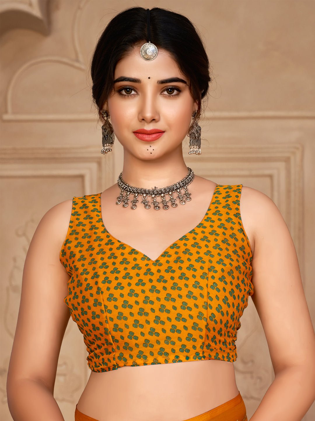 Radiant Mustard Yellow Bandhani Print Chiffon Saree - Ressa