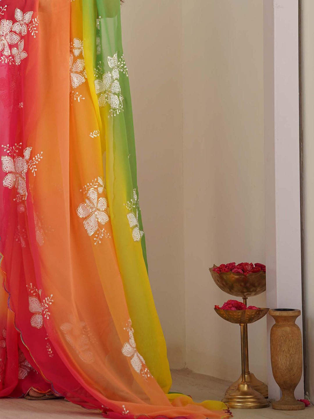 Rainbow Ombre Georgette Saree - Ressa