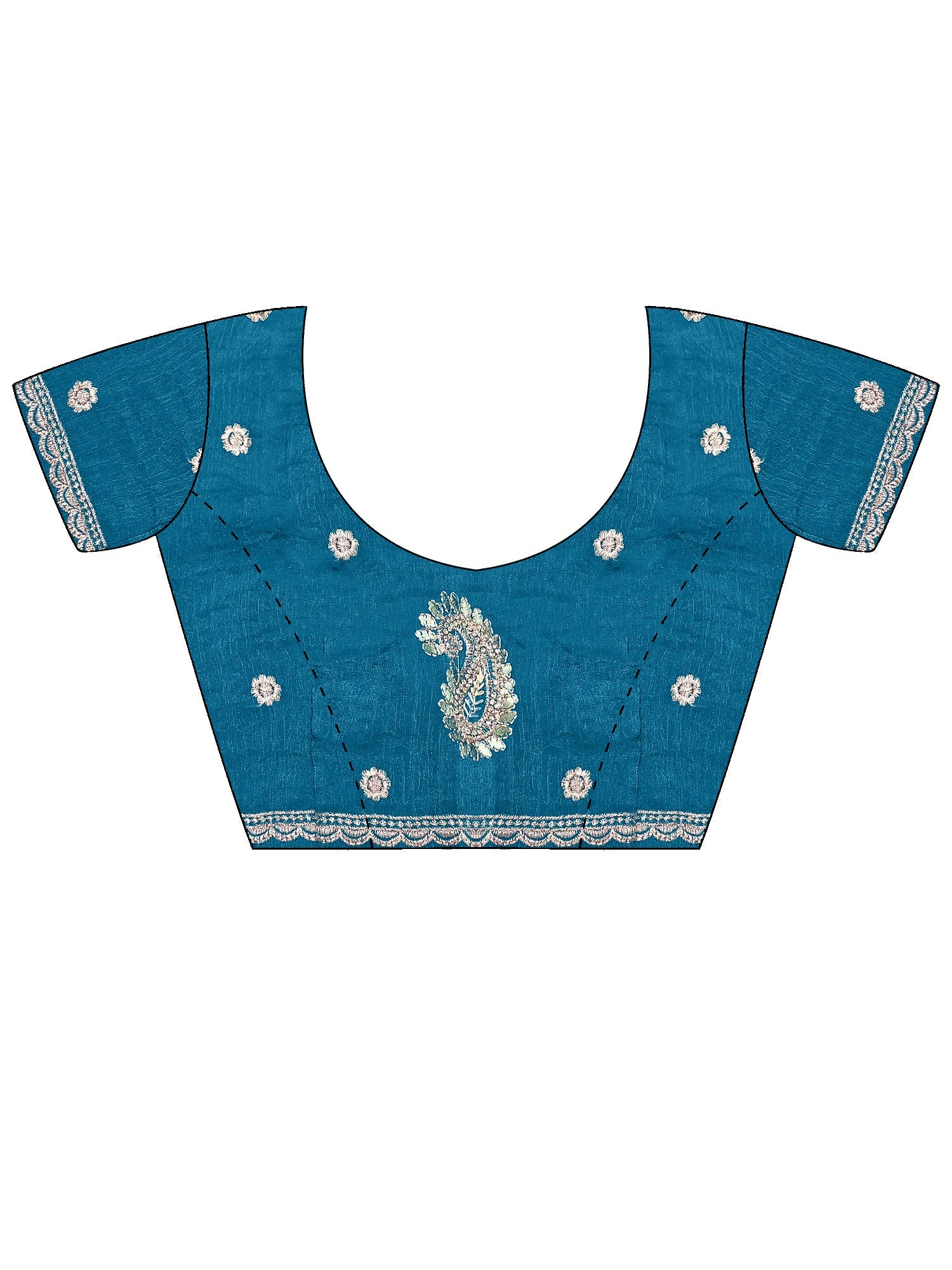 Rama Blue Georgette Silk Blend Saree - Ressa