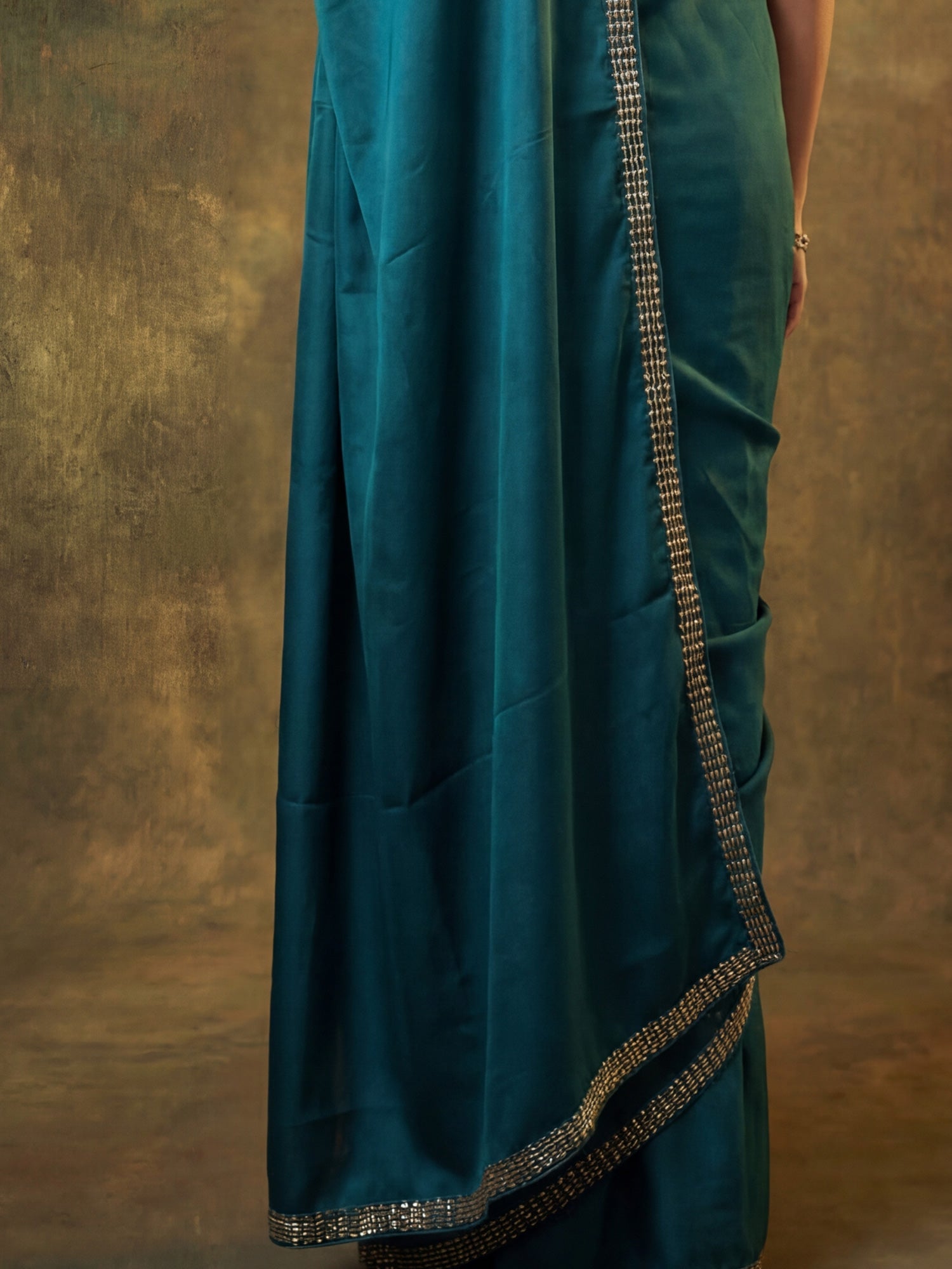 Rama Blue Silk Saree with Zari Border - Ressa