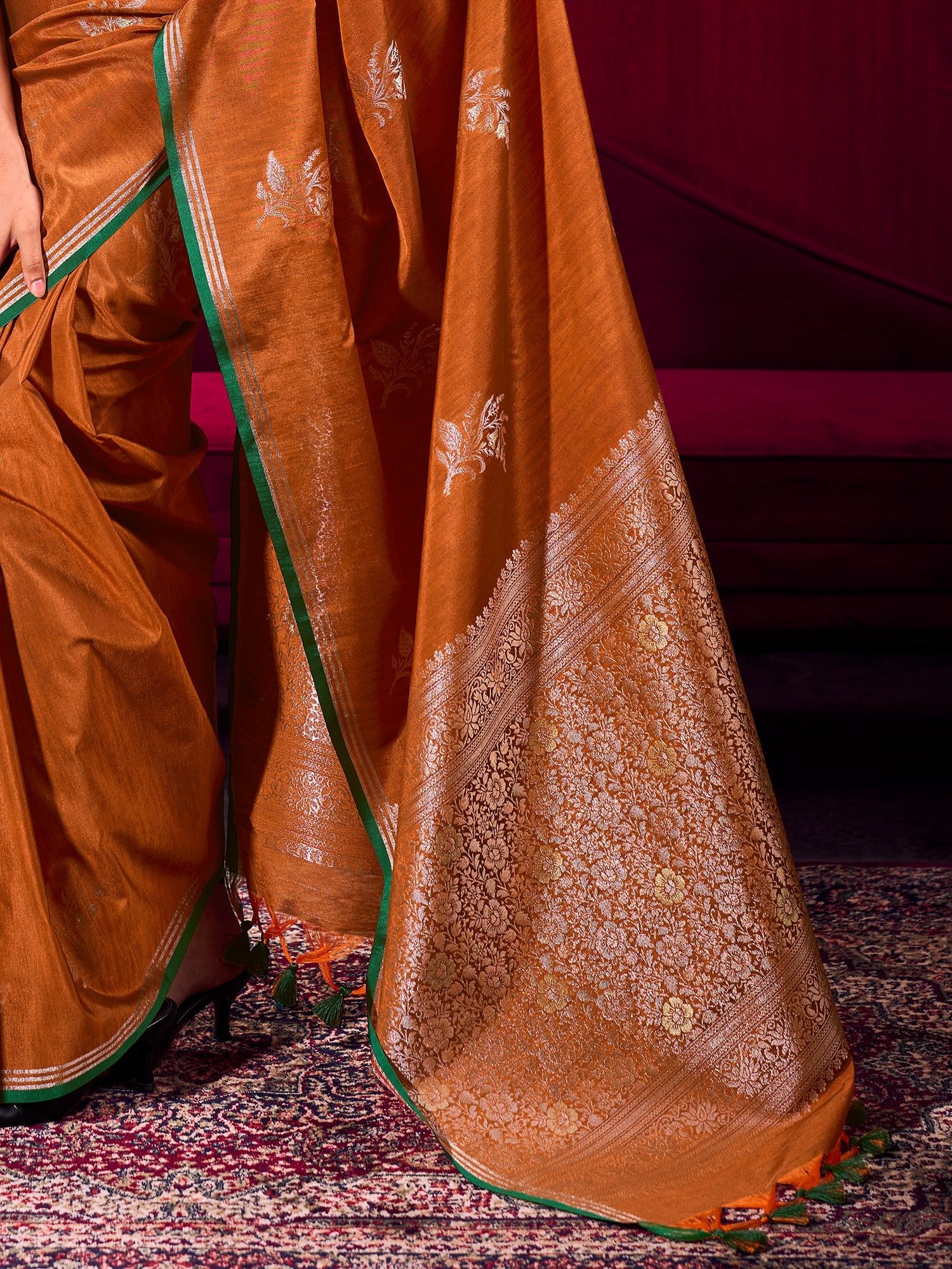 Rama Blue Tissue Silk Saree with Zari Stripes - Ressa