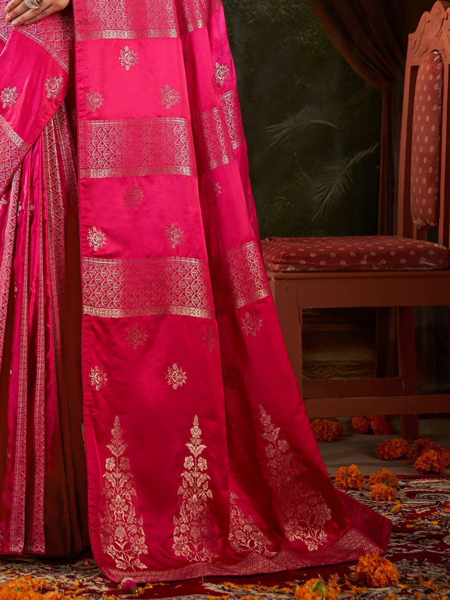 Rani Pink Banarasi Silk Heritage Zari Weave Saree - Ressa