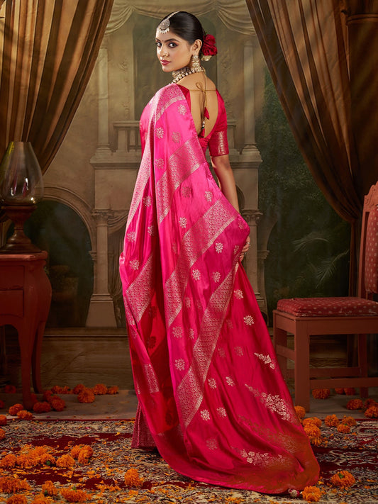 Rani Pink Banarasi Silk Heritage Zari Weave Saree - Ressa