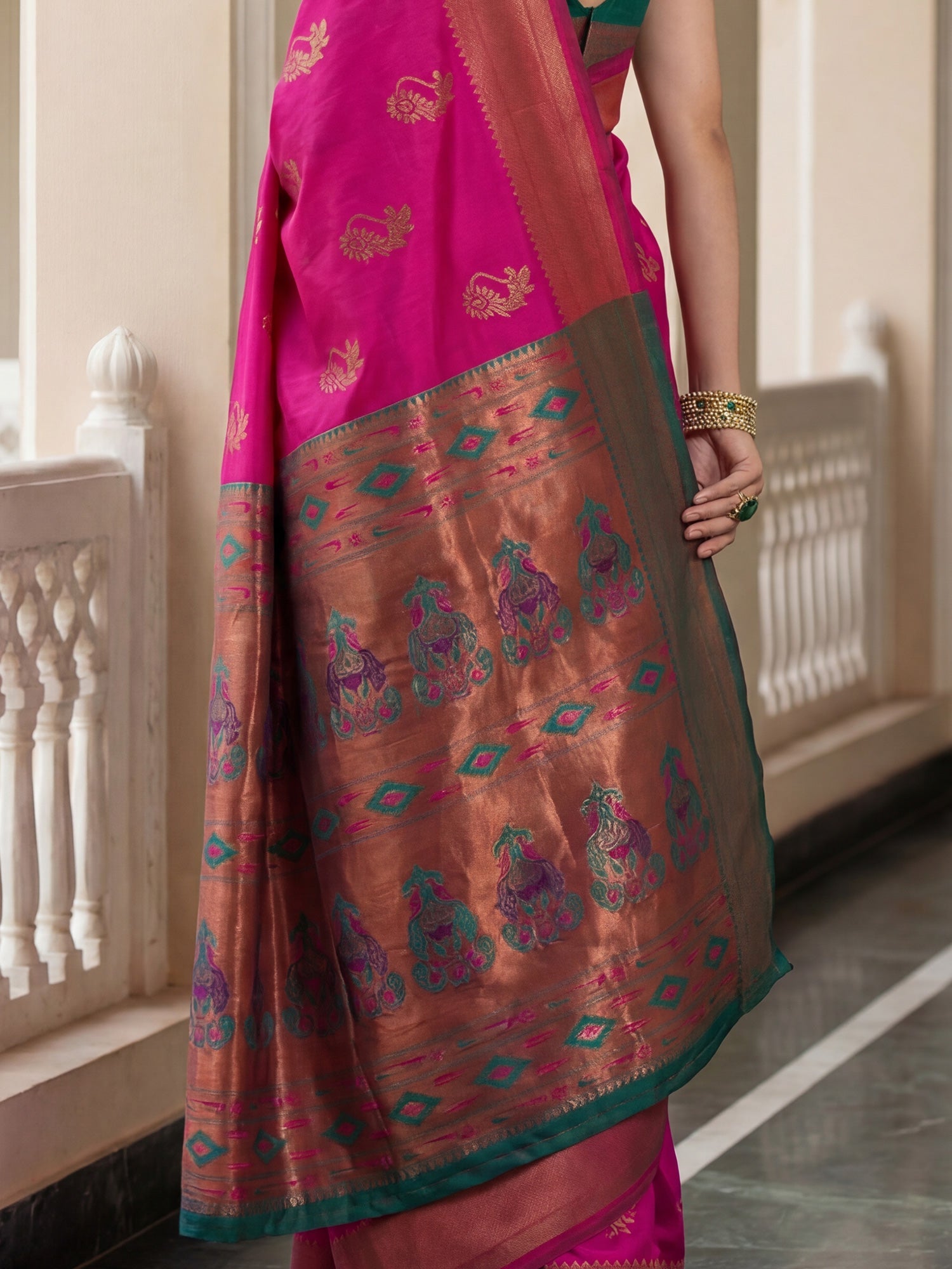 Rani Pink Banarasi Silk Heritage Zari Weave Saree - Ressa