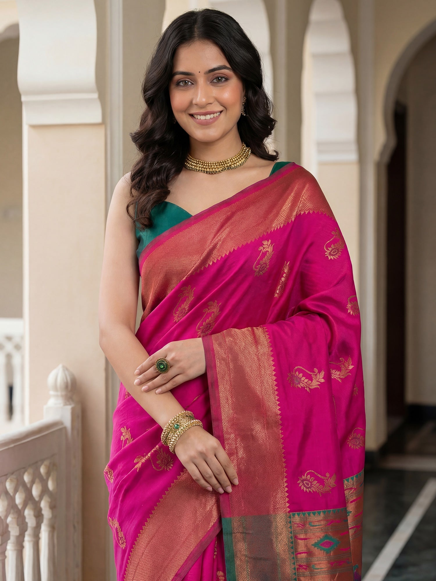 Rani Pink Banarasi Silk Heritage Zari Weave Saree - Ressa